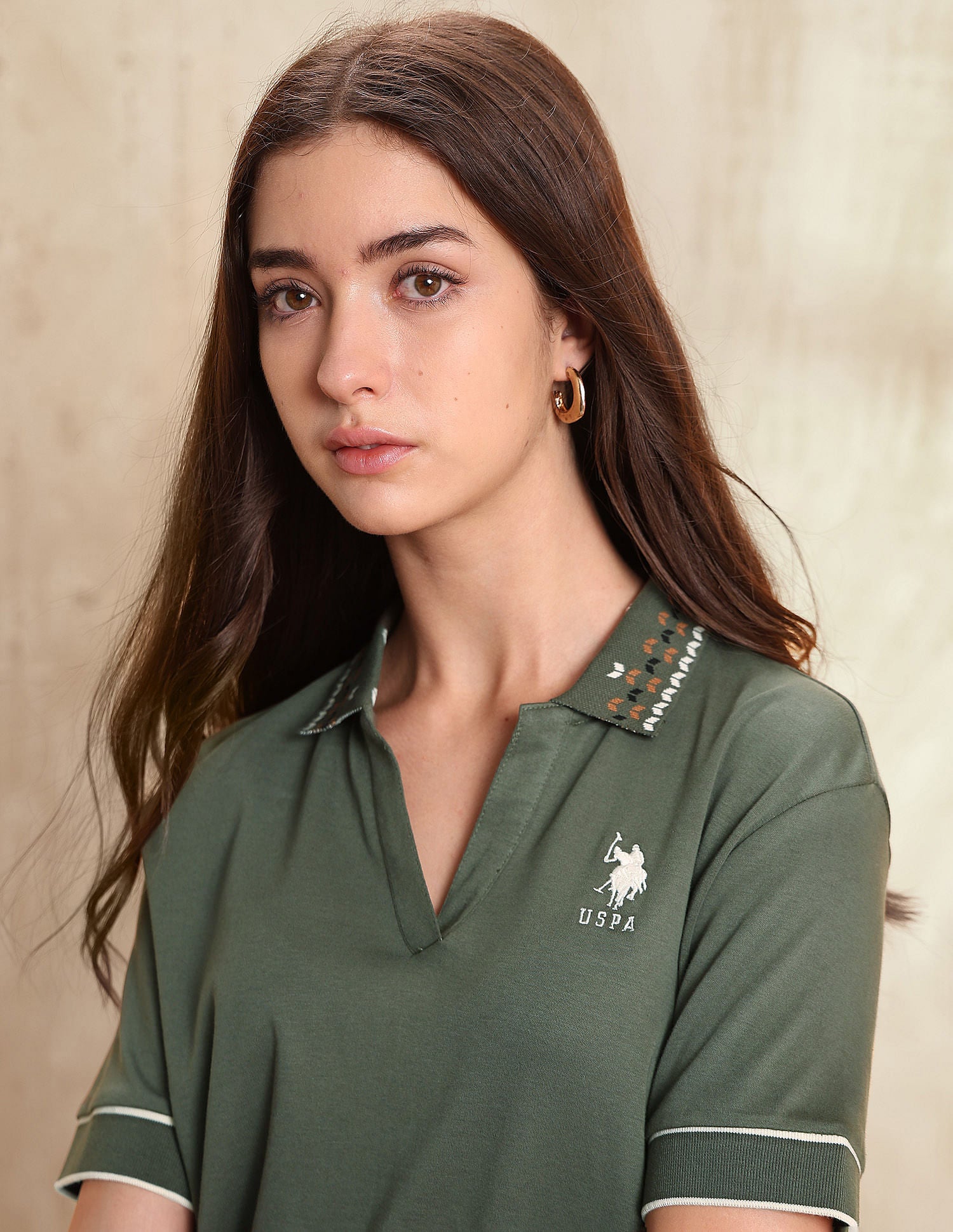 Boxy Fit Solid Polo Shirt Dark Olive - U.S. POLO ASSN. | Large