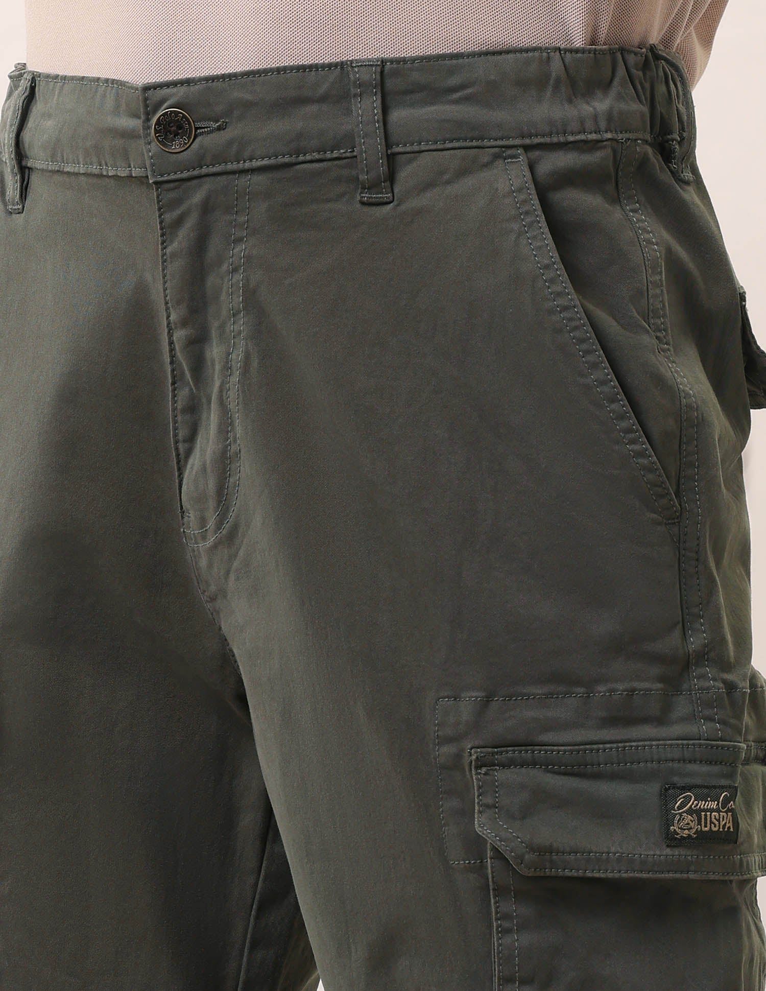 Straight Fit Twill Trousers Olive - U.S. Polo Assn. India | Large