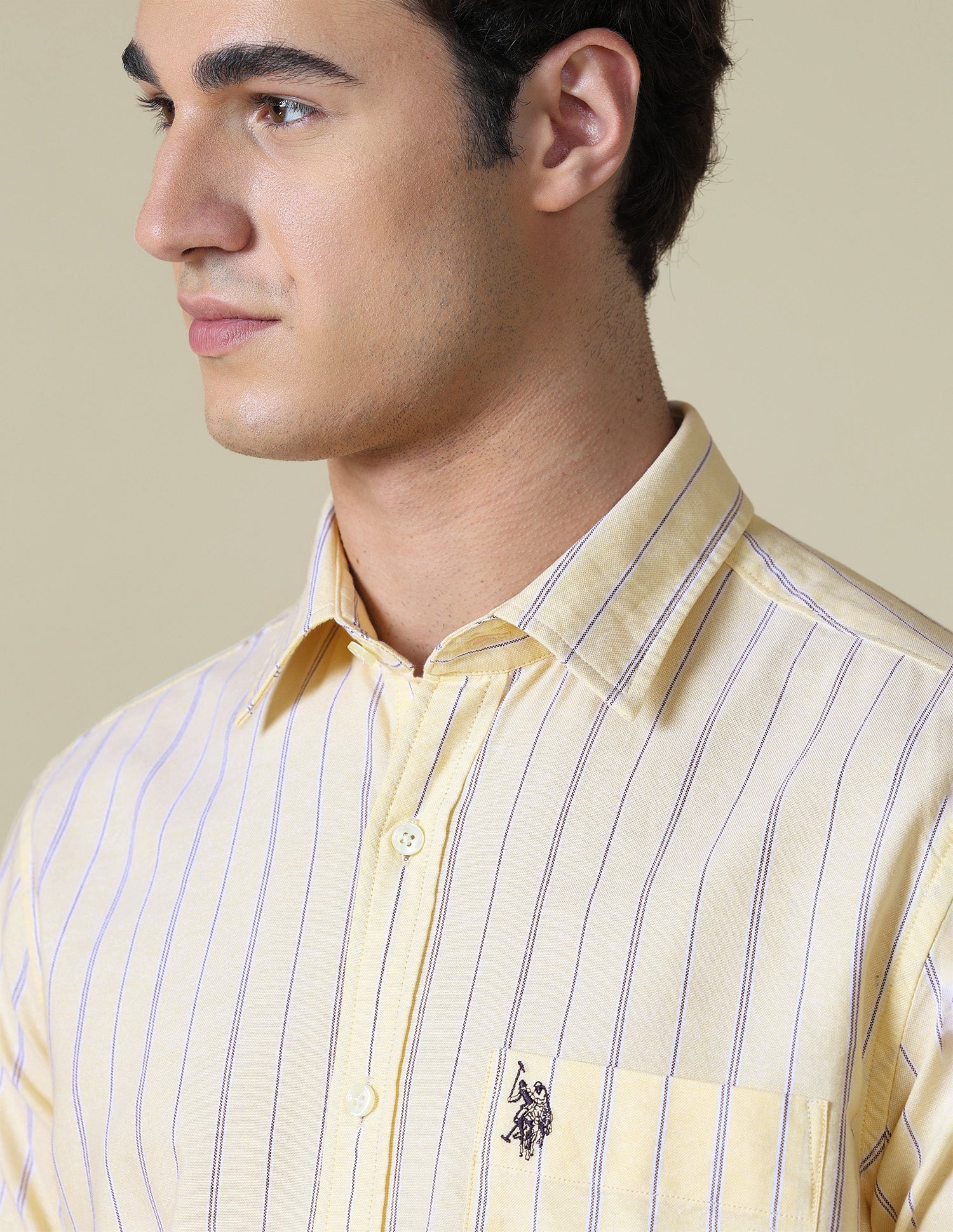 Vertical Striped Oxford Shirt Yellow - U.S. Polo Assn. India | Large