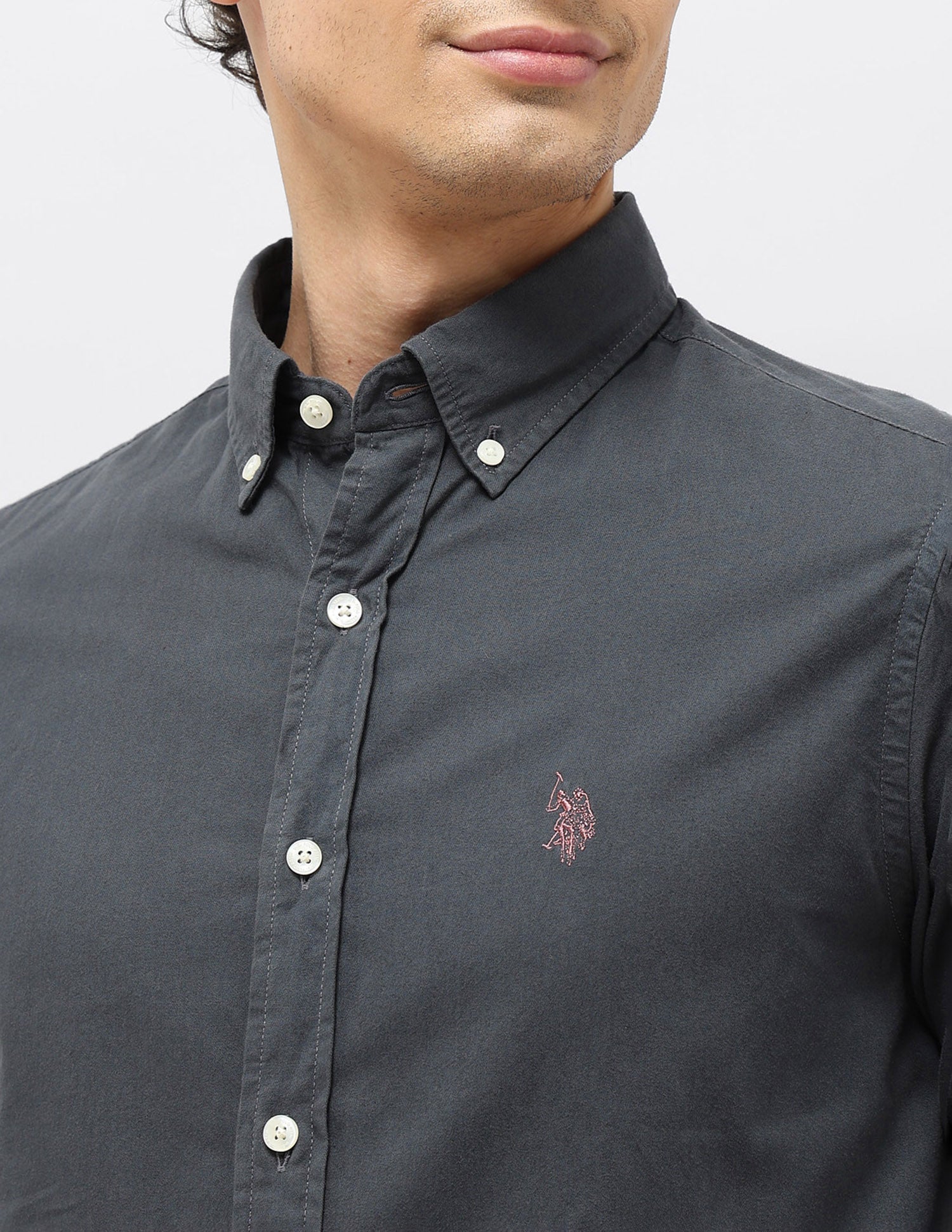 Twill Tailored Fit Shirt Dark Grey - U.S. POLO ASSN. | Large