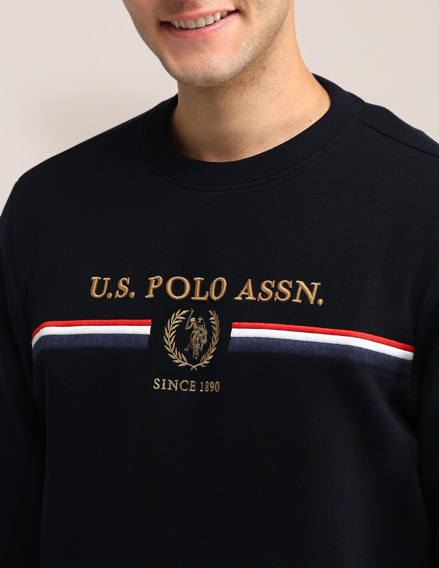 Brand Printed Regular Fit Sweatshirt Navy - U.S. Polo Assn. India | Large