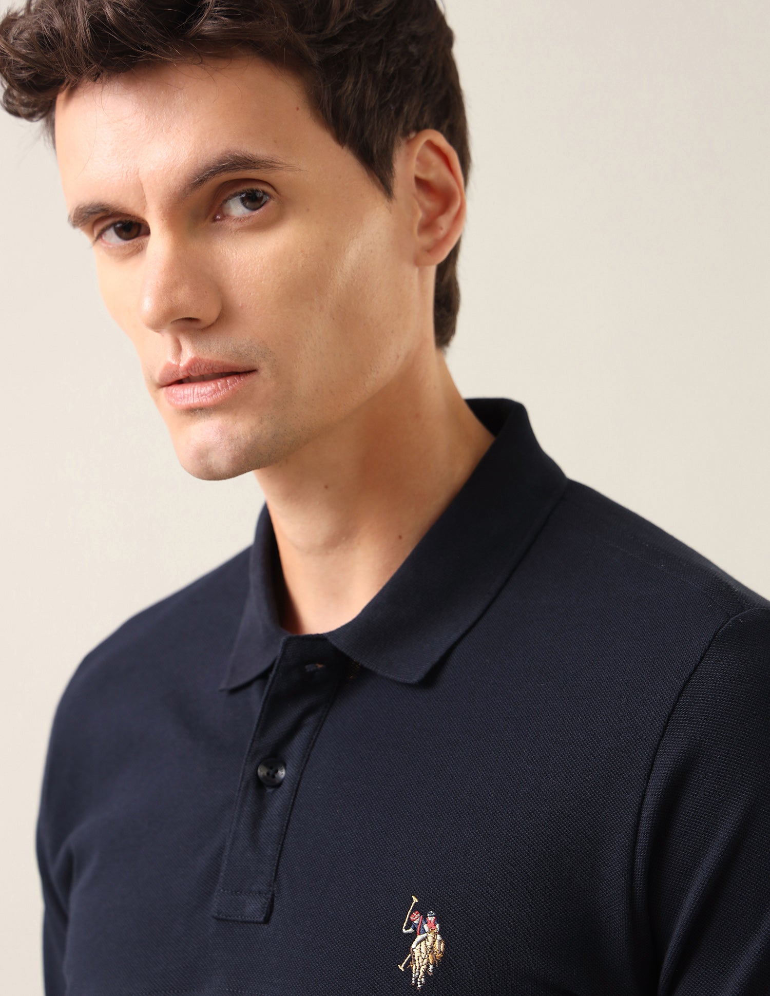 Brand Printed Slim Fit Polo Shirt Navy - U.S. Polo Assn. India | Large