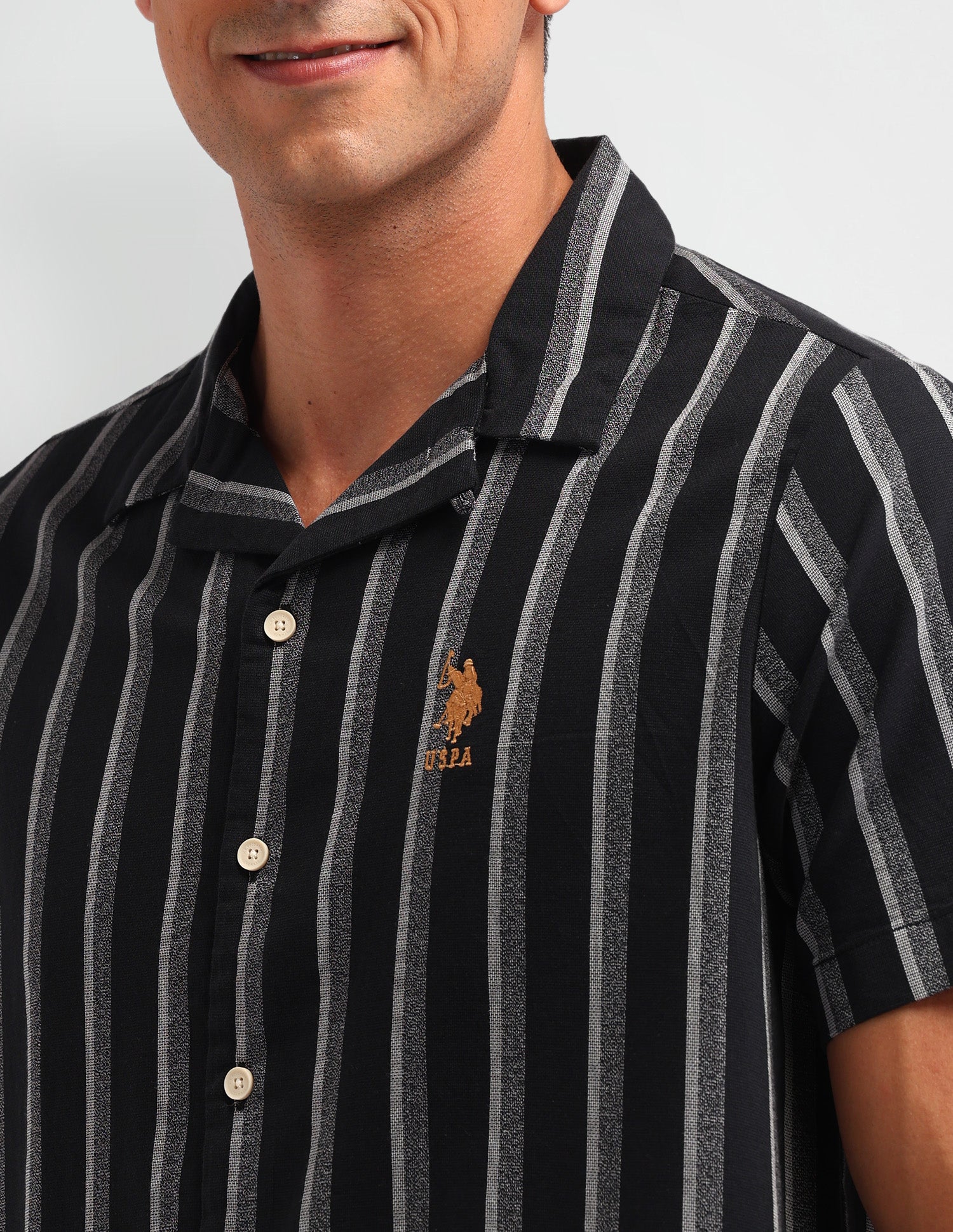 Vertical Striped Slim Fit Shirt Black - U.S. Polo Assn. India | Large