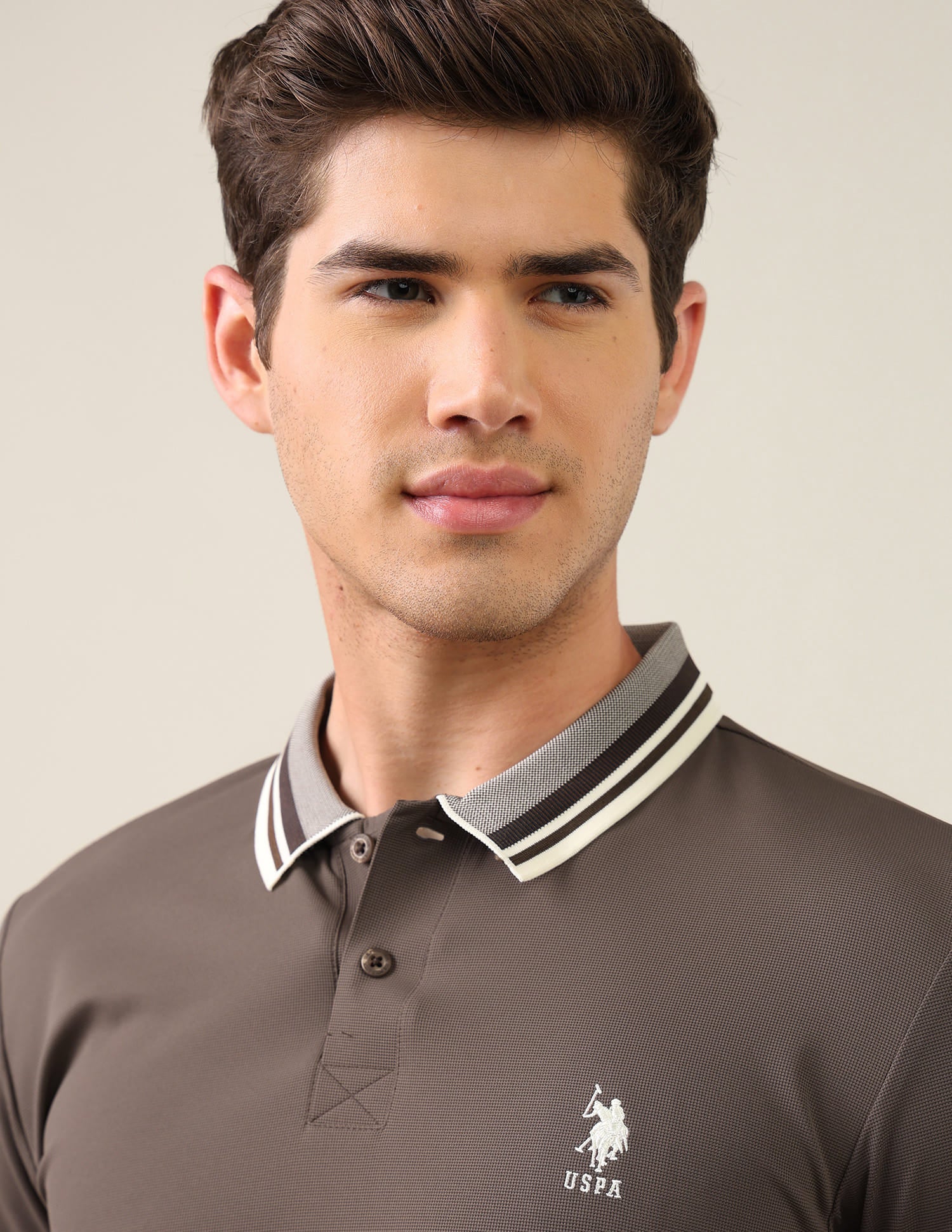 Solid Slim Fit Polo Shirt Brown - U.S. Polo Assn. India | Large