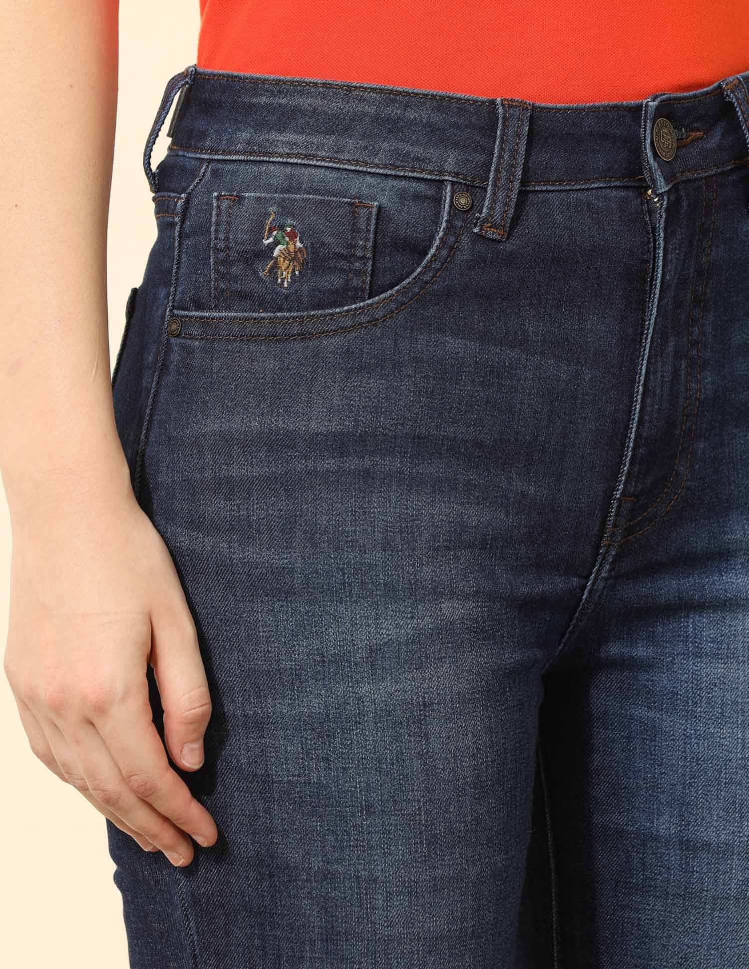 High Rise Wide Leg Jeans Dark Blue - U.S. Polo Assn. India | Large