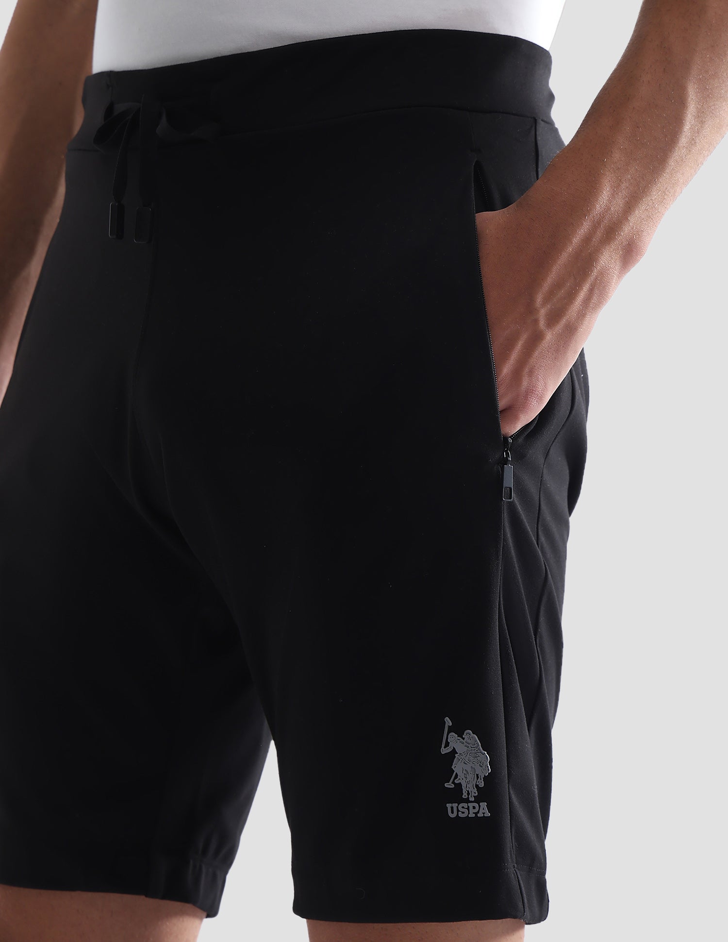 Slim Fit Mid Rise Active Shorts Black - U.S. Polo Assn. India | Large