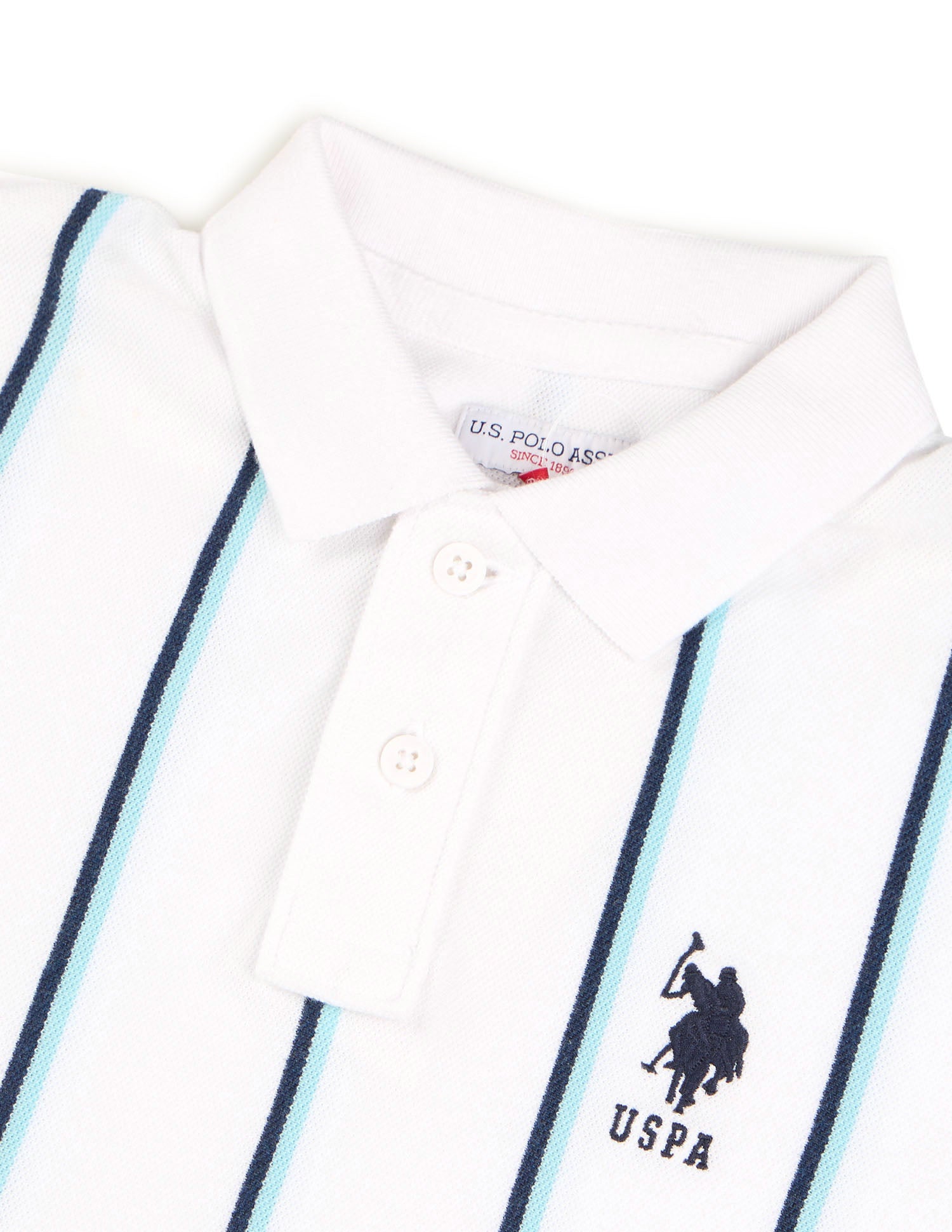 Boys Vertical Striped Regular Fit Polo Shirt White - U.S. POLO ASSN. | Large