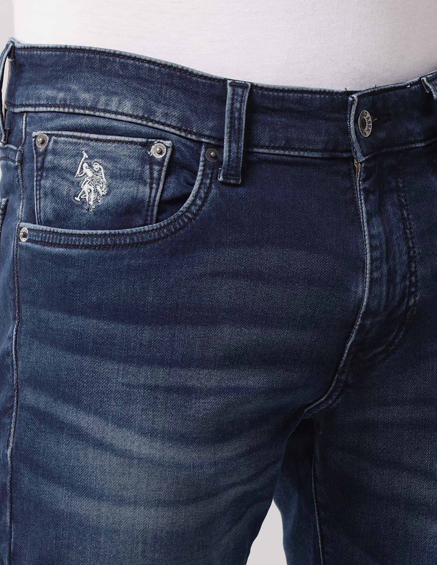 Brandon Slim Tapered Fit Blue Jeans Mid wash - U.S. Polo Assn. India | Large