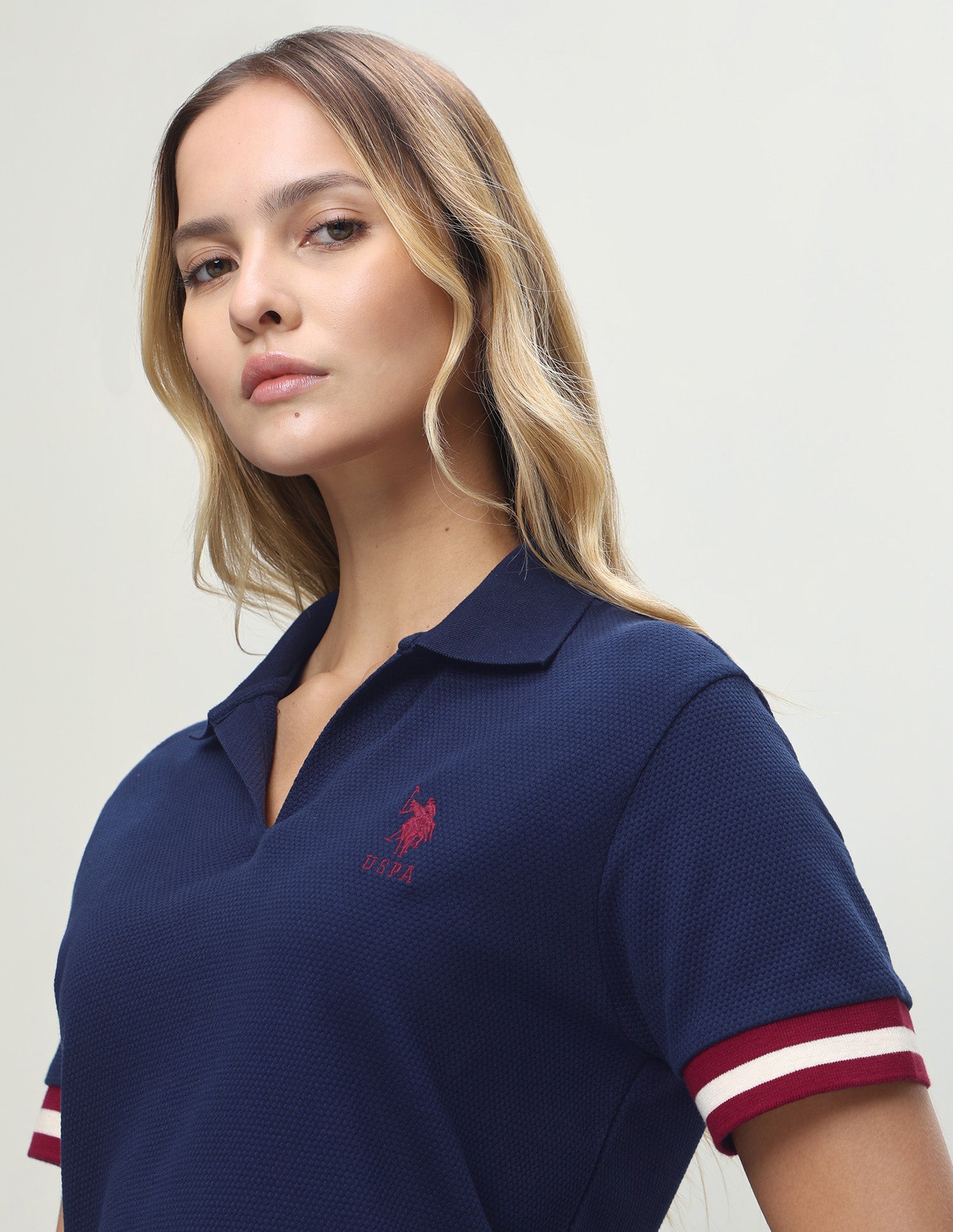 Textured Relaxed Fit Polo Shirt Dark Blue - U.S. Polo Assn. India | Large