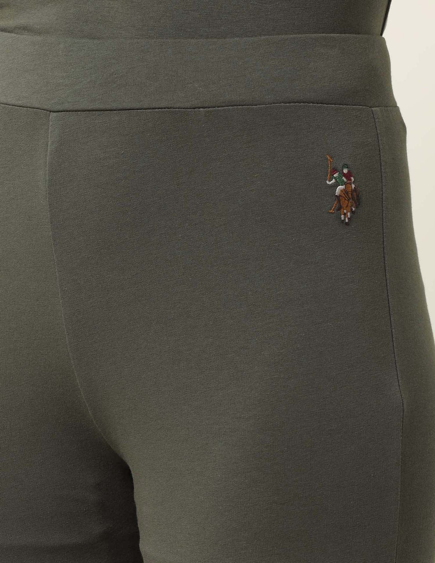 High-Rise Flared Fit Lounge Pants Olive - U.S. POLO ASSN. | Large