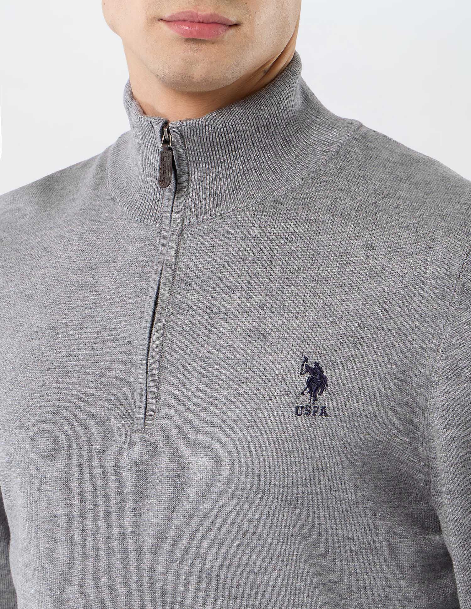 Heathered Regular Fit Sweater Grey - U.S. POLO ASSN. | Large