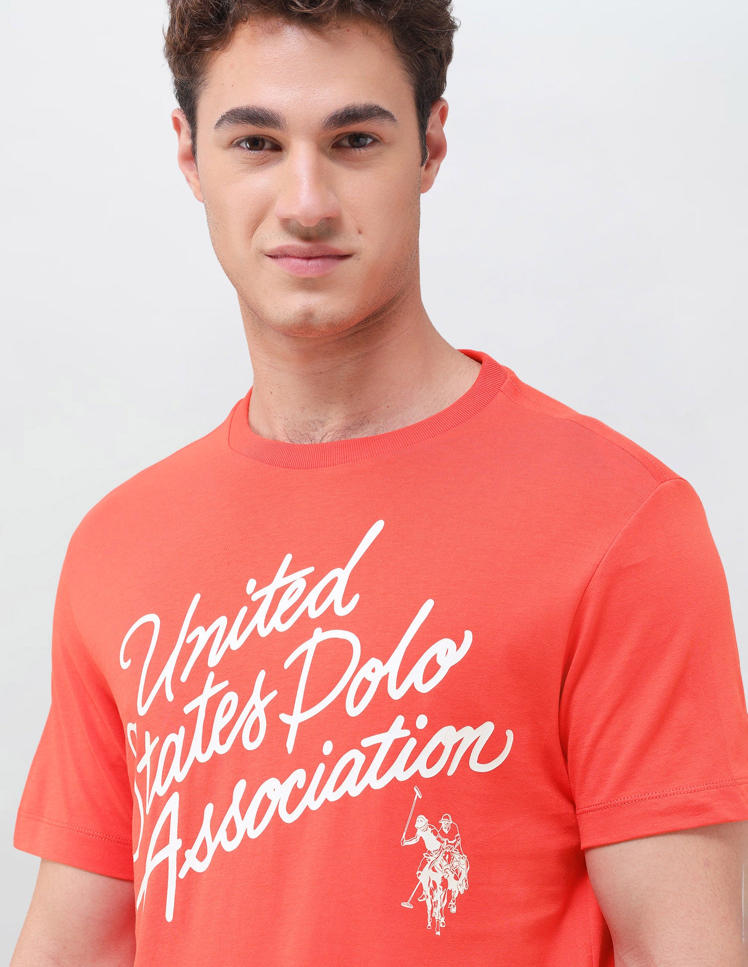 Typographic Brand Printed Regular Fit T-Shirt Red - U.S. Polo Assn. India | Large