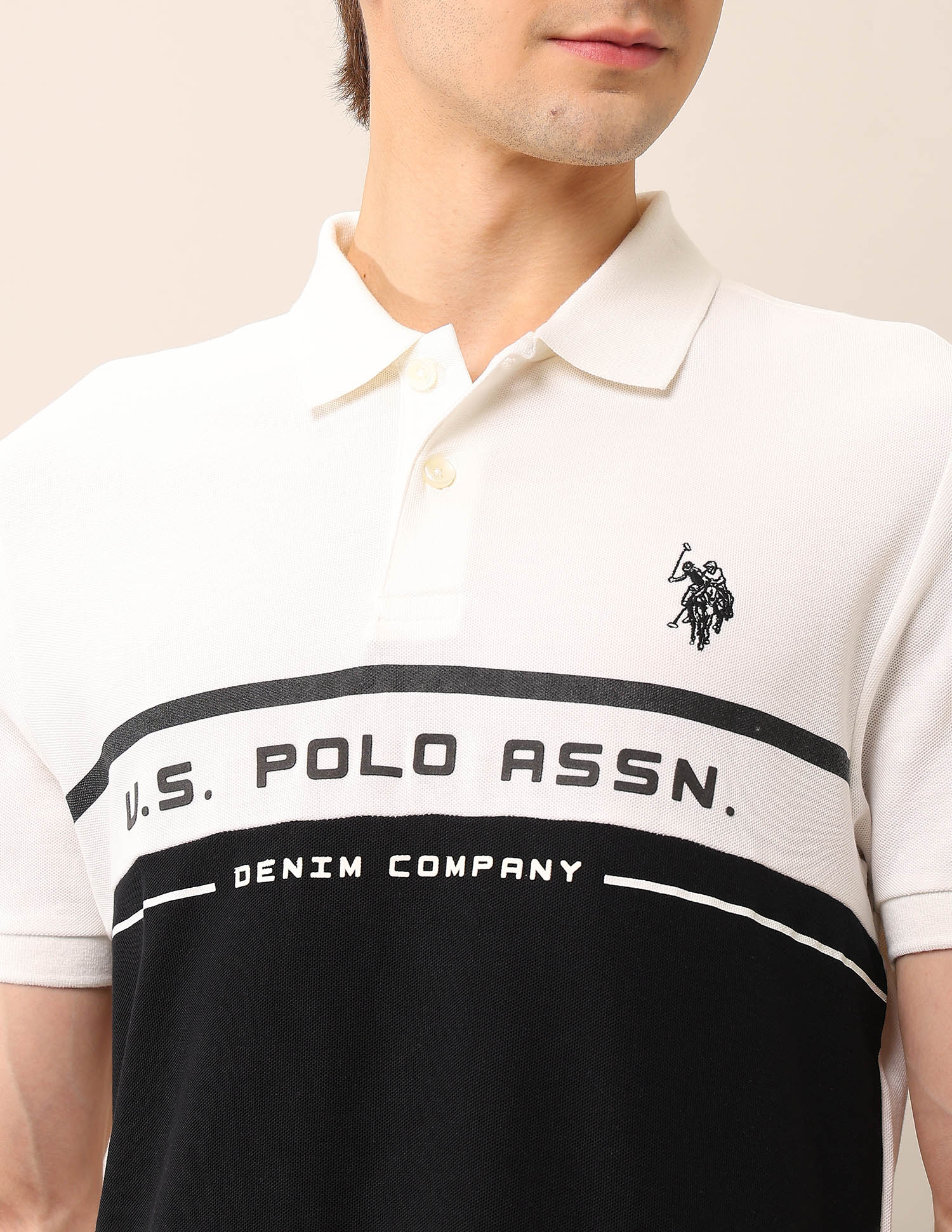 Muscle Fit Pure Cotton Polo Shirt Black - U.S. Polo Assn. India | Large