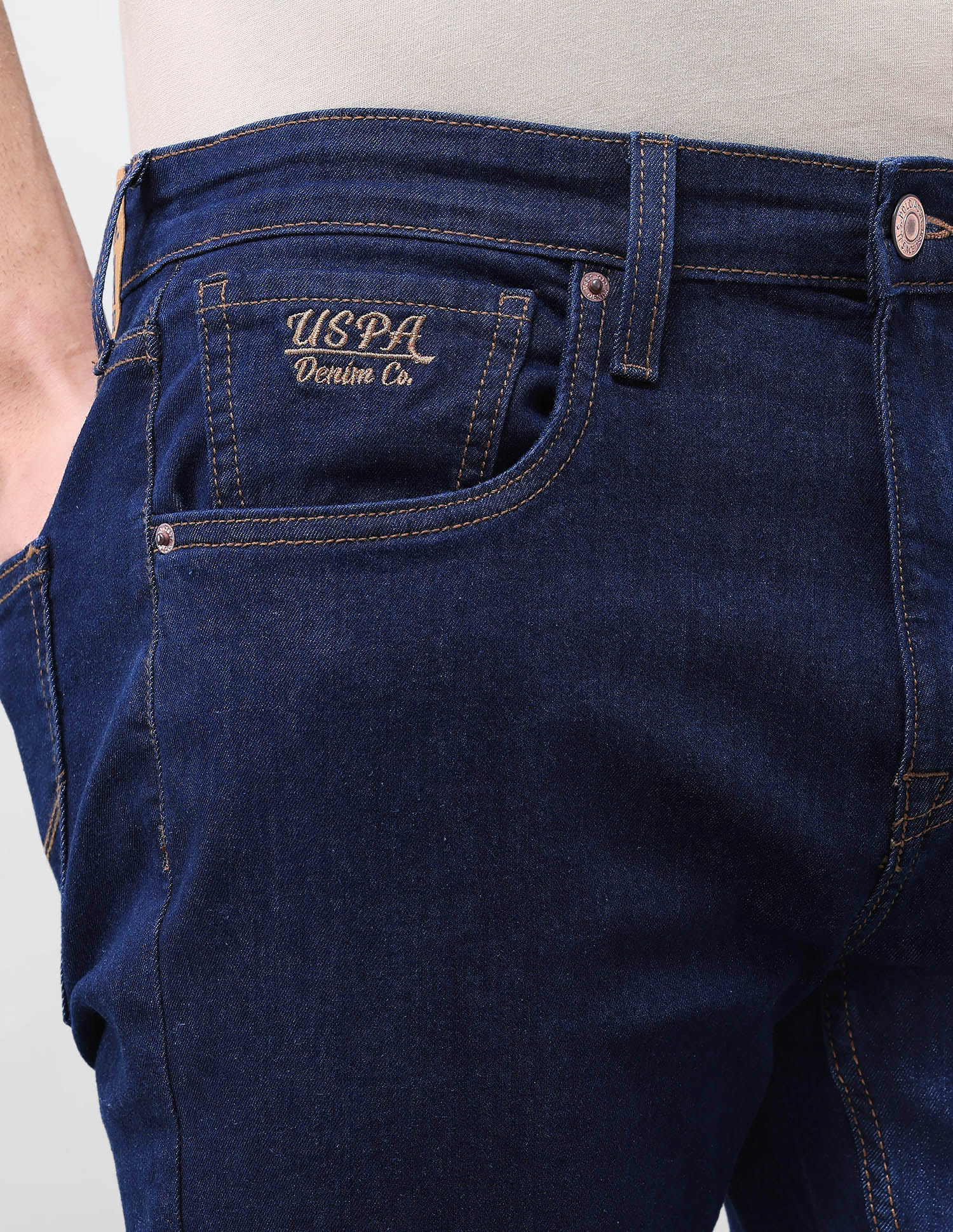 Solid Slim Straight Fit Jeans Blue - U.S. Polo Assn. India | Large
