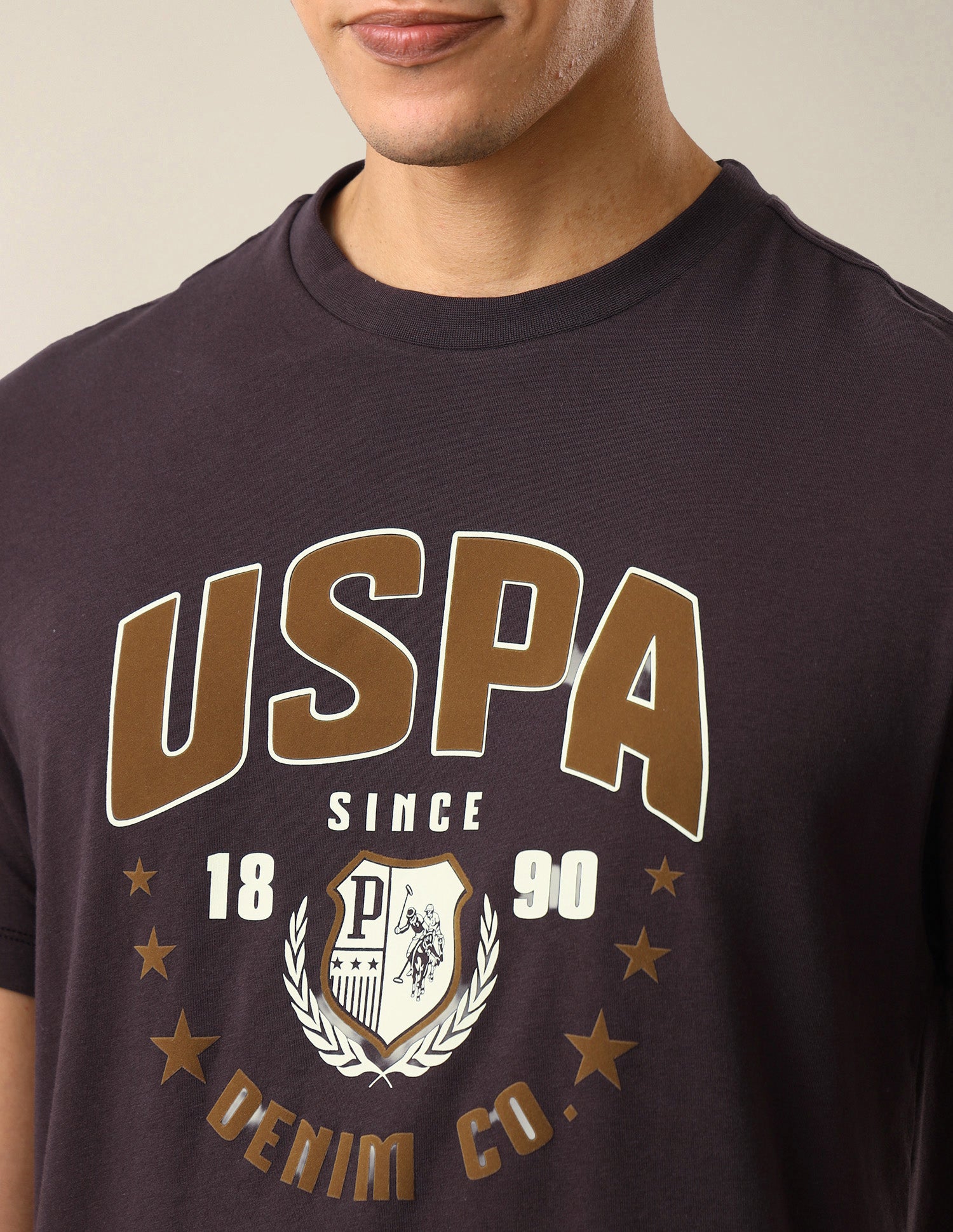 Graphic Brand Printed Slim Fit T-Shirt Dark Brown - U.S. Polo Assn. India | Large