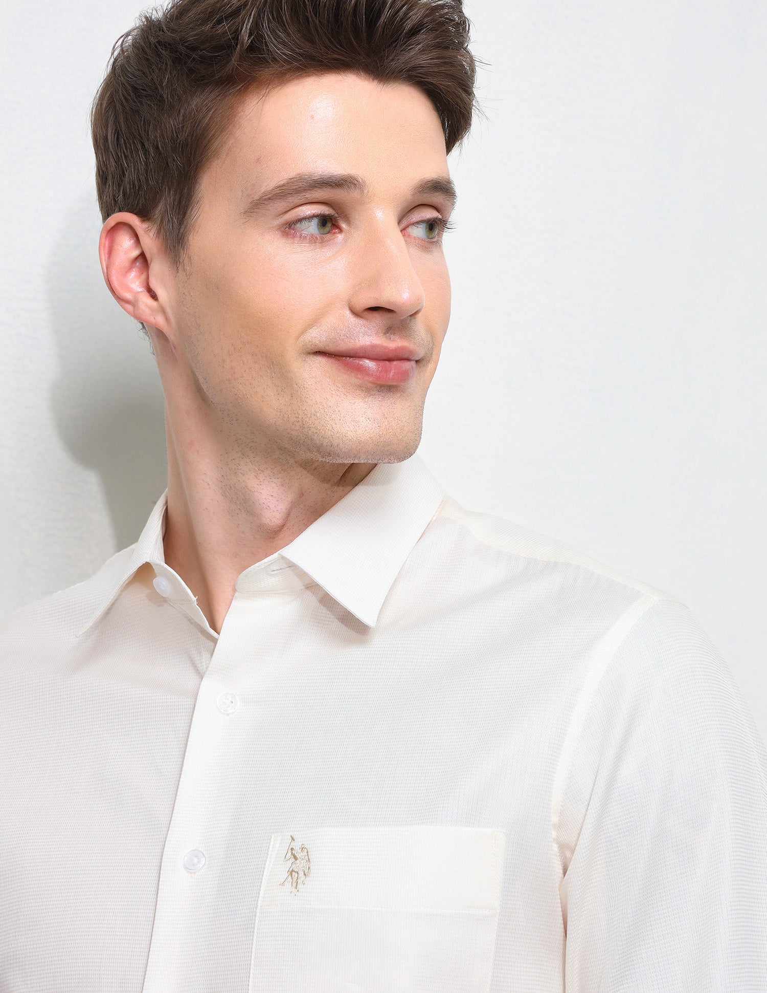 Solid Regular Fit Shirt Ivory - U.S. Polo Assn. India | Large