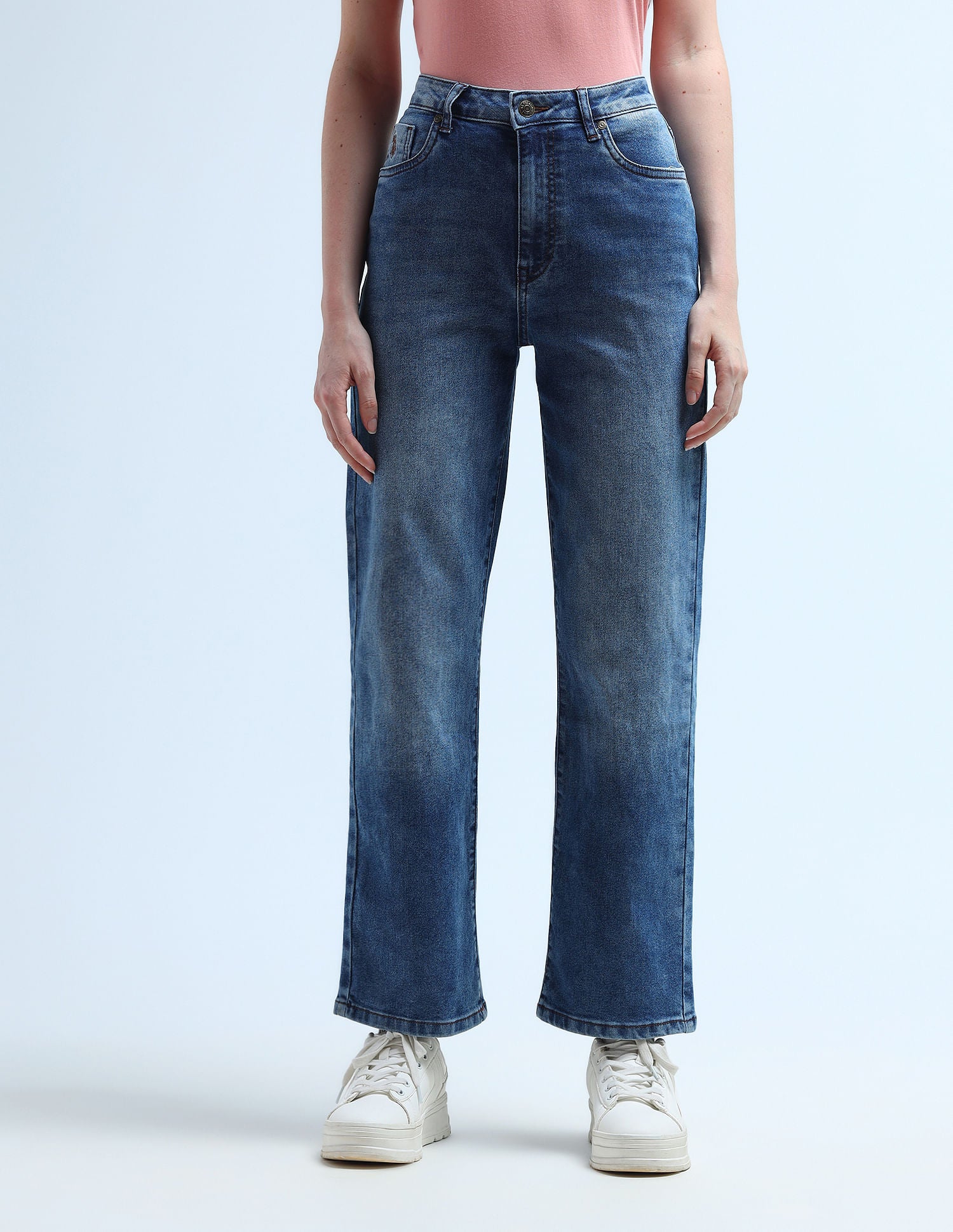 High Rise Wide Leg Jeans Me. Blue - U.S. POLO ASSN. | Large