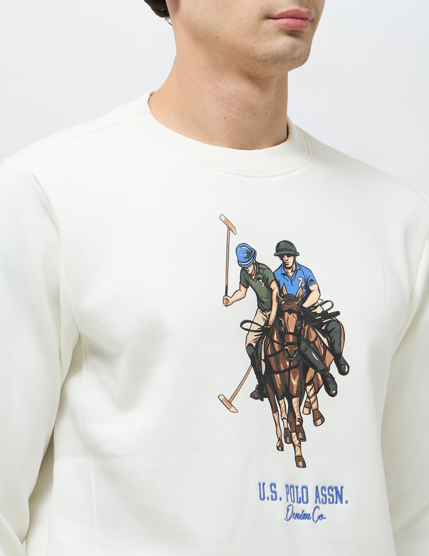 Graphic Brand Printed Sweatshirt Ecru - U.S. POLO ASSN. | Large