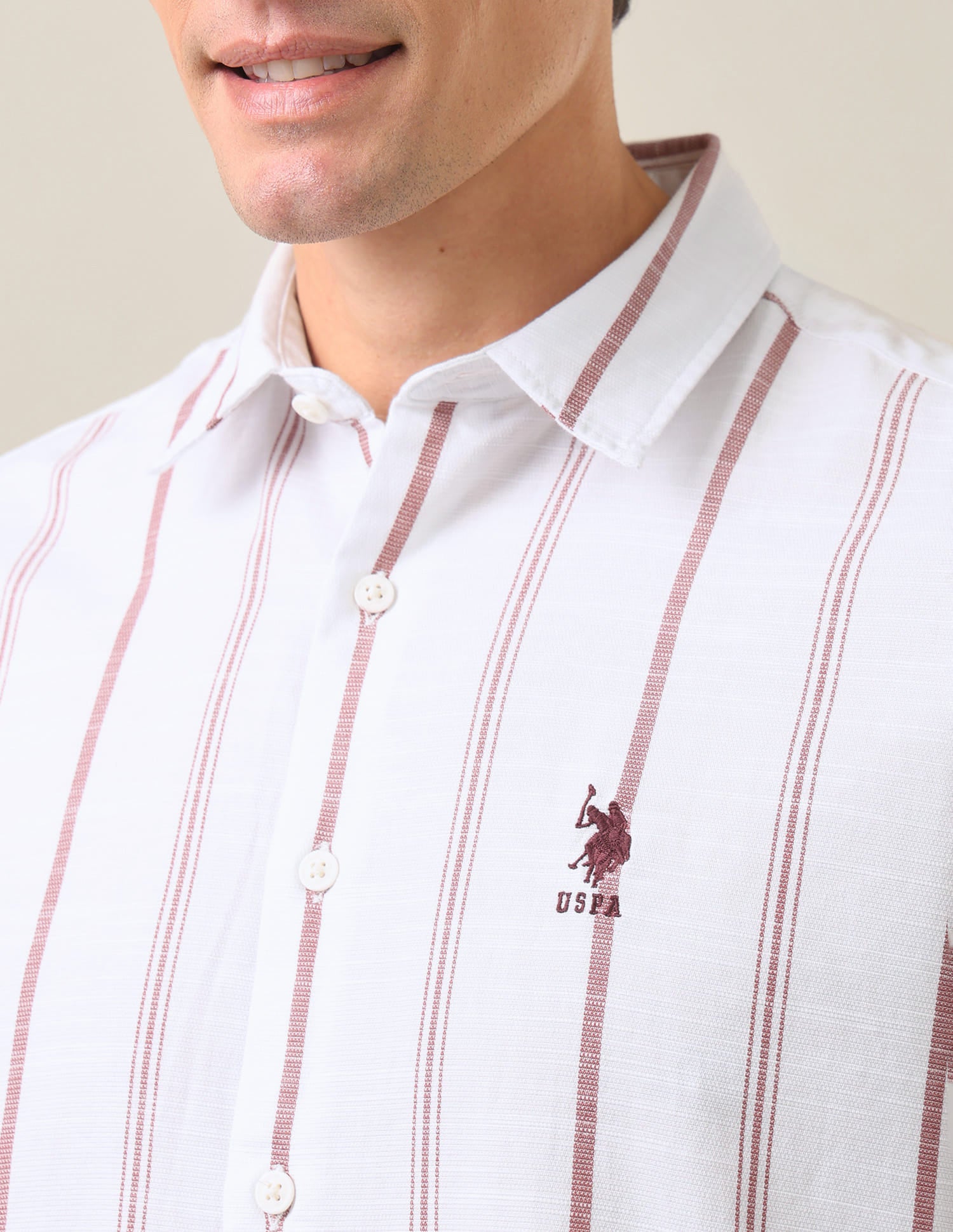 Vertical Striped Regular Fit Shirt Rust - U.S. Polo Assn. India | Large