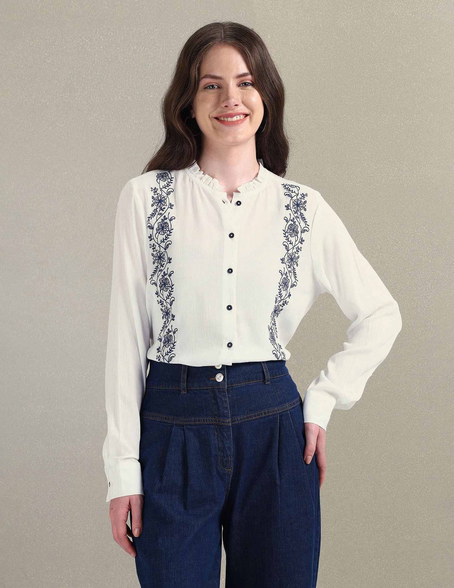 Long Sleeve Embroidered Top White - U.S. POLO ASSN. | Large