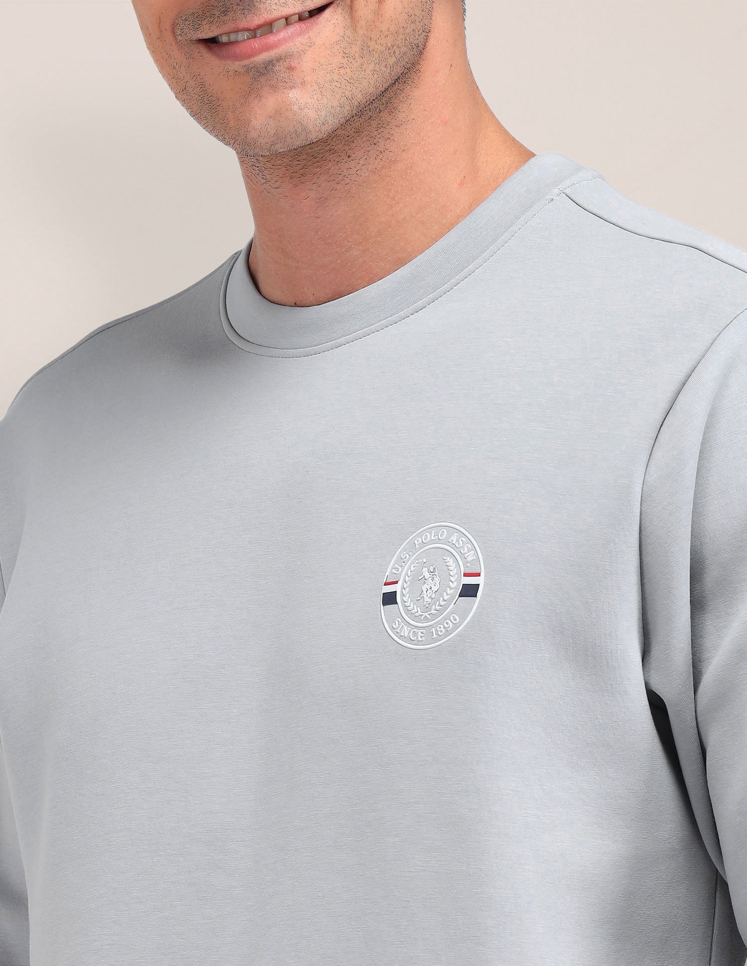 Solid Regular Fit Sweatshirt Grey - U.S. POLO ASSN. | Large