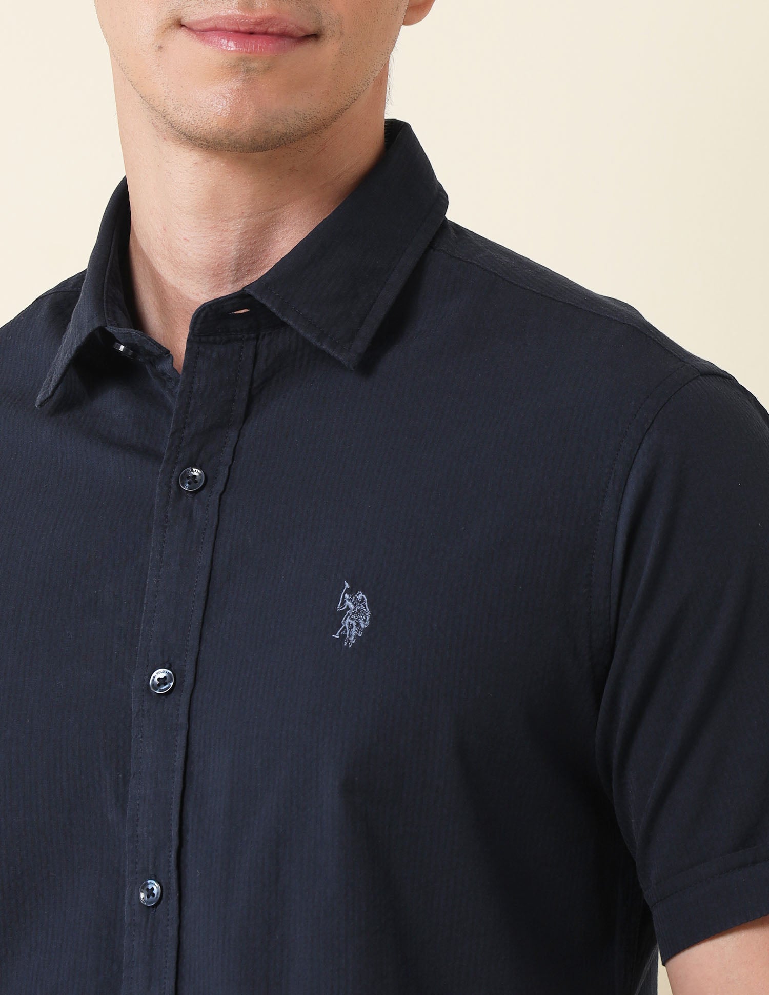 Solid Tailored Fit Shirt Navy - U.S. Polo Assn. India | Large