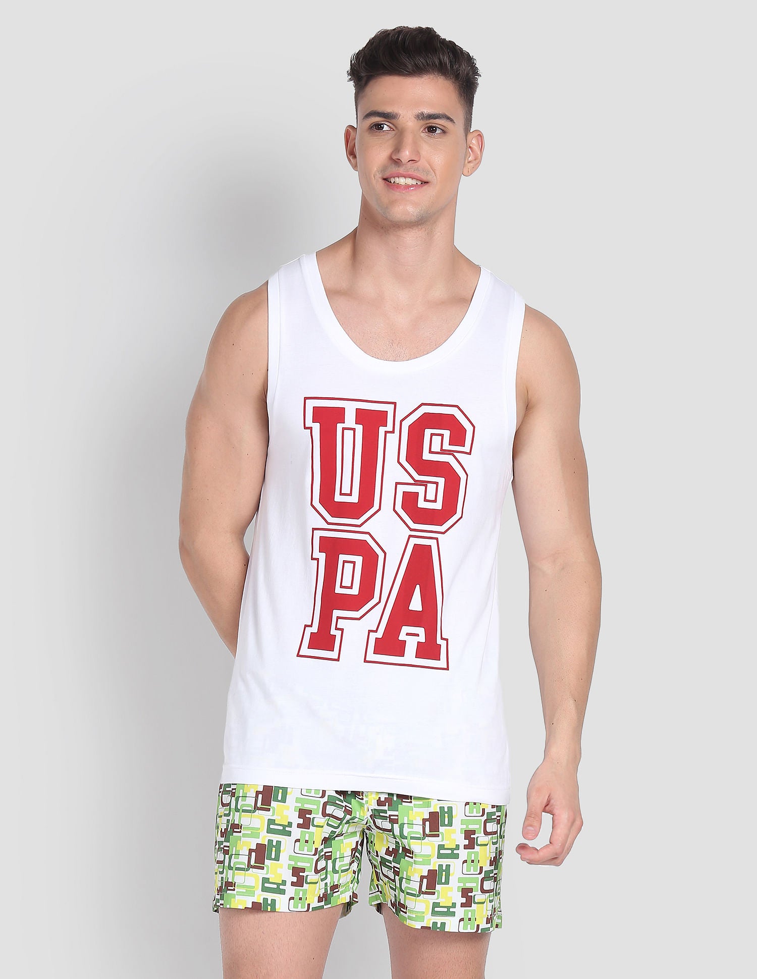 Brand Print Cotton IYBD Vest - Pack Of 1 White - U.S. POLO ASSN. | Large