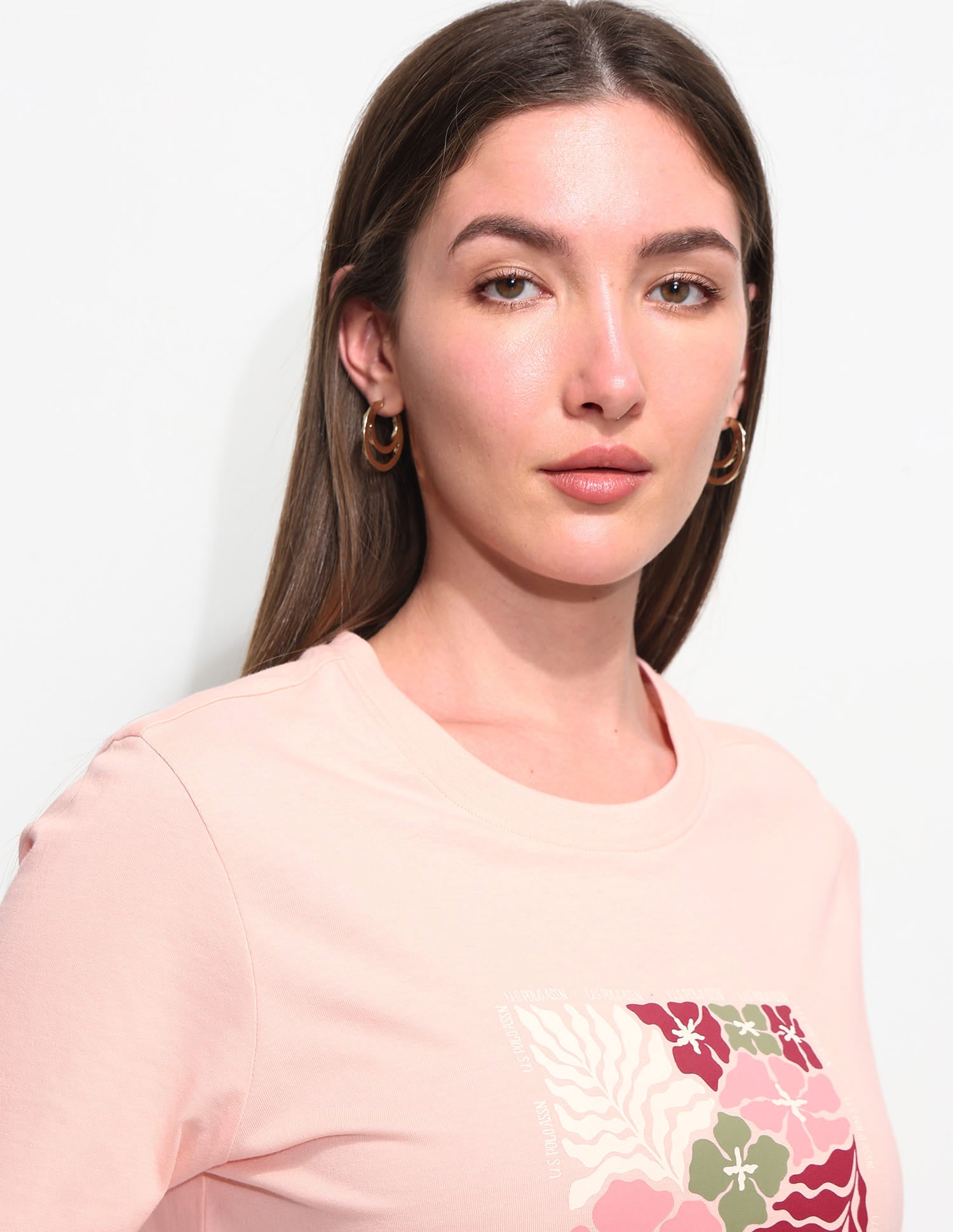 Boxy Fit Floral Printed T-Shirt Pink - U.S. Polo Assn. India | Large
