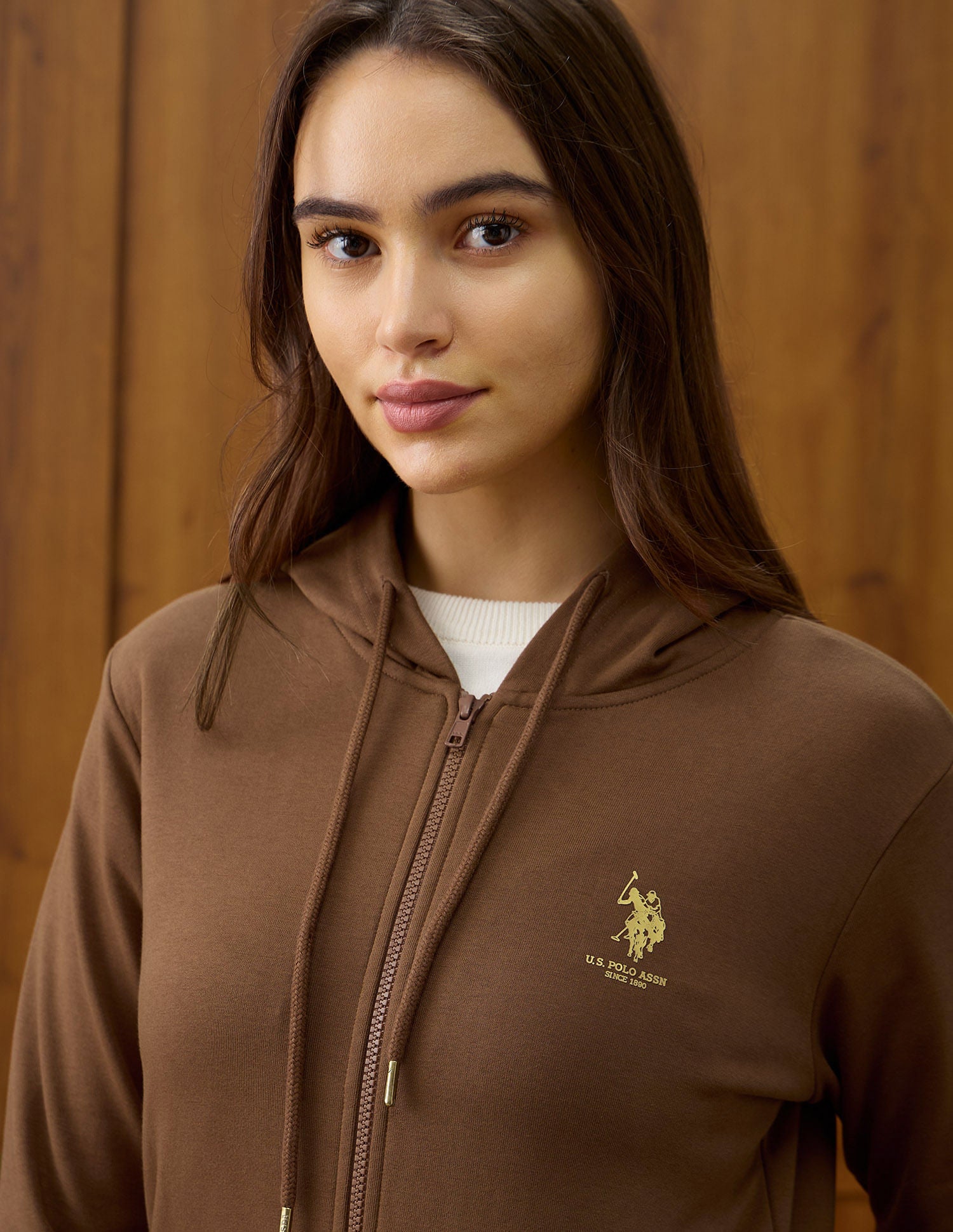 Solid Regular Fit Hooded Sweater Brown - U.S. POLO ASSN. | Large