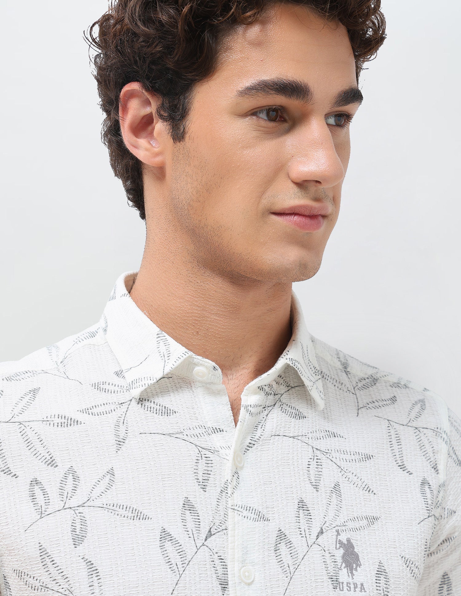 Tropical Printed Regular Fit Shirt Off White - U.S. Polo Assn. India | Large