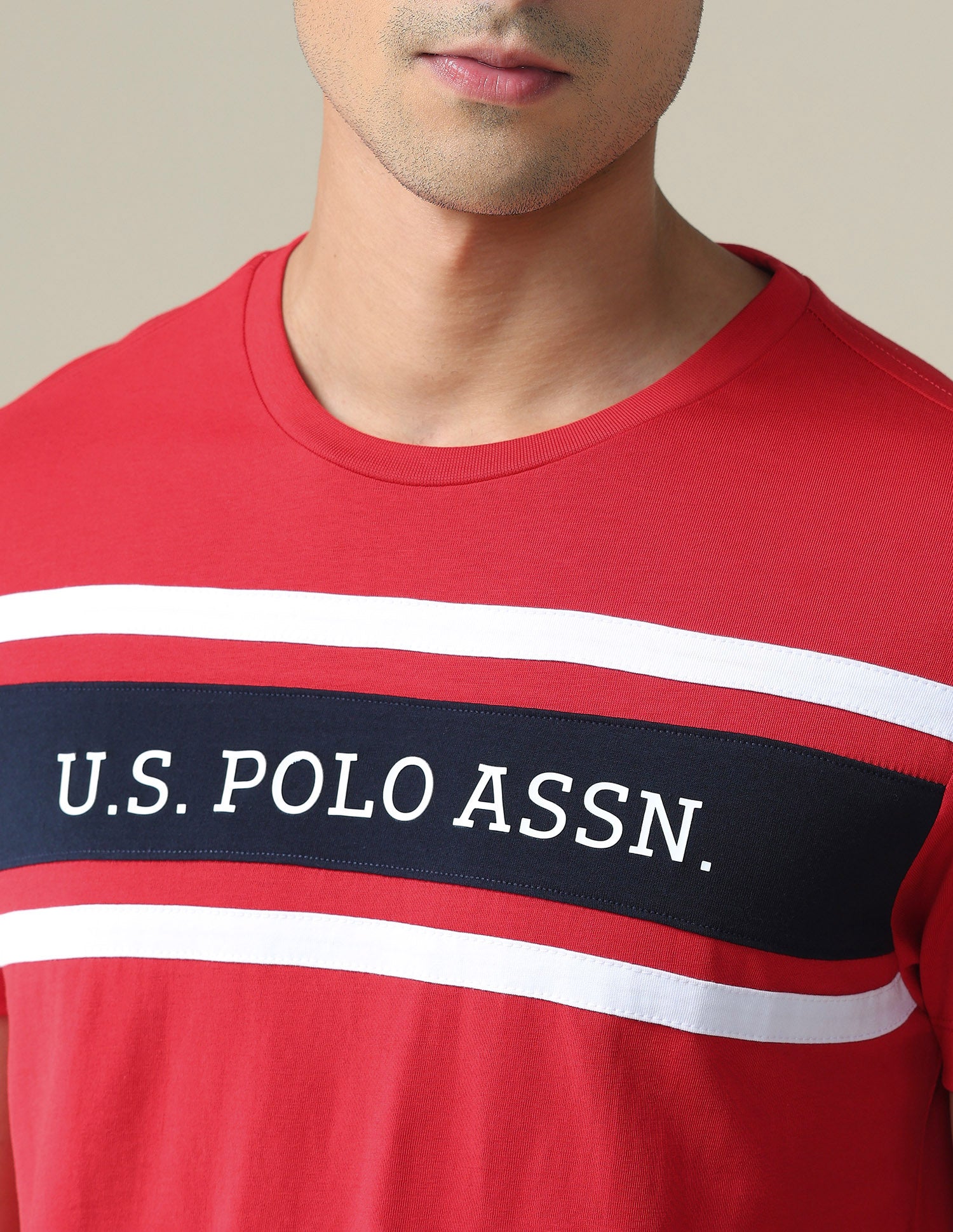 Brand Embroidered Cotton T-Shirt Red - U.S. POLO ASSN. | Large