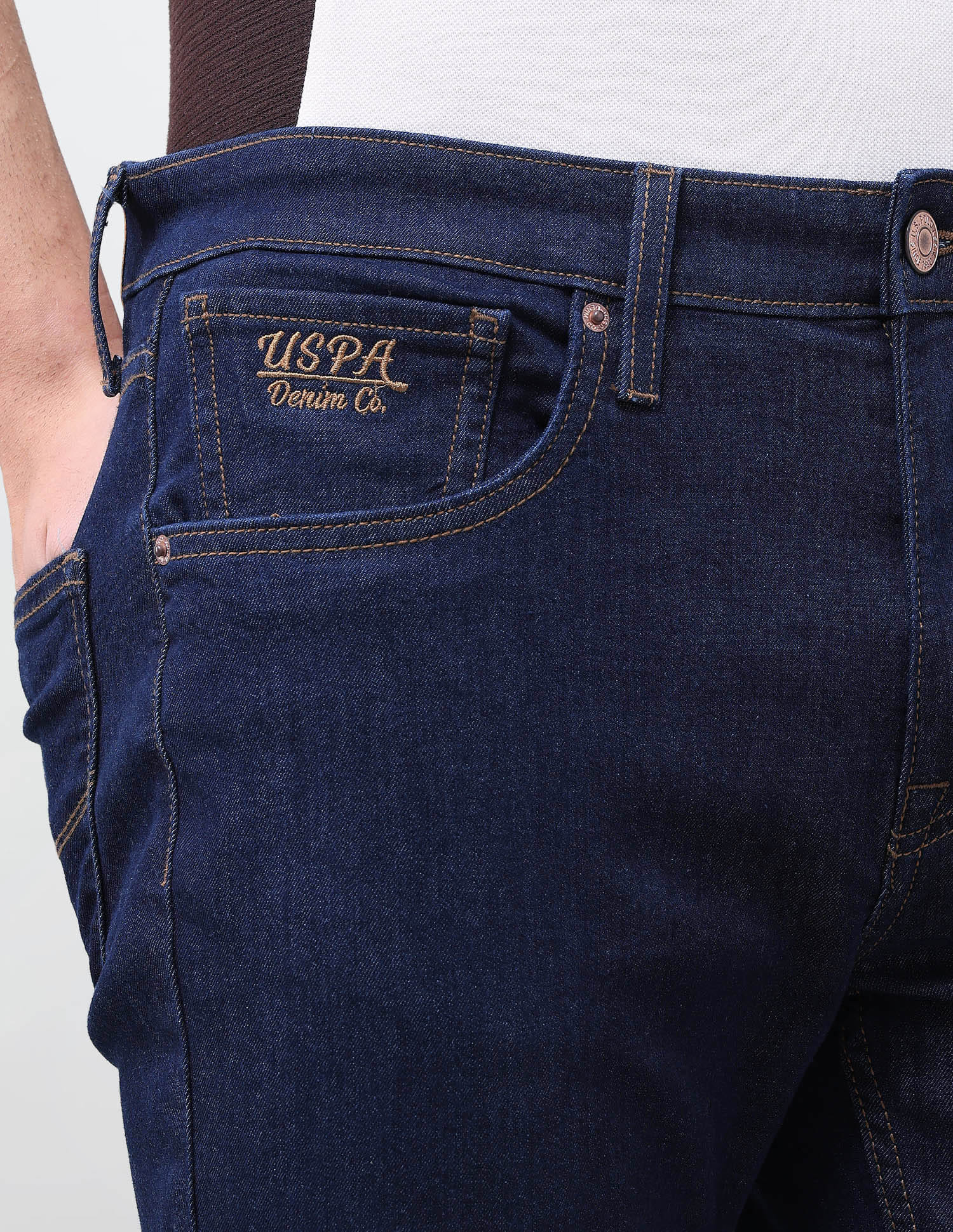 Solid Slim Straight Fit Jeans Blue - U.S. Polo Assn. India | Large