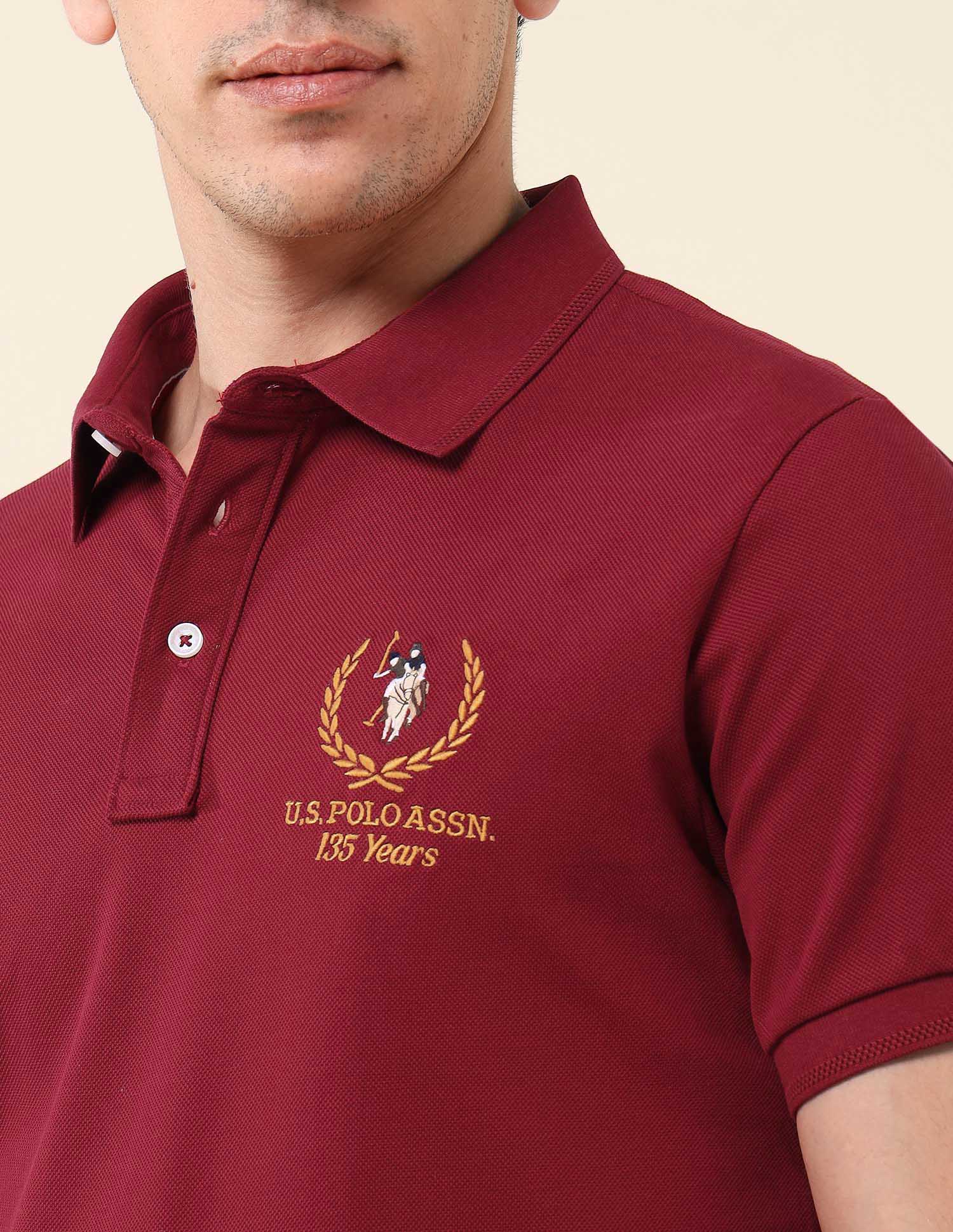 Textured Varsity Polo Shirt Red - U.S. Polo Assn. India | Large