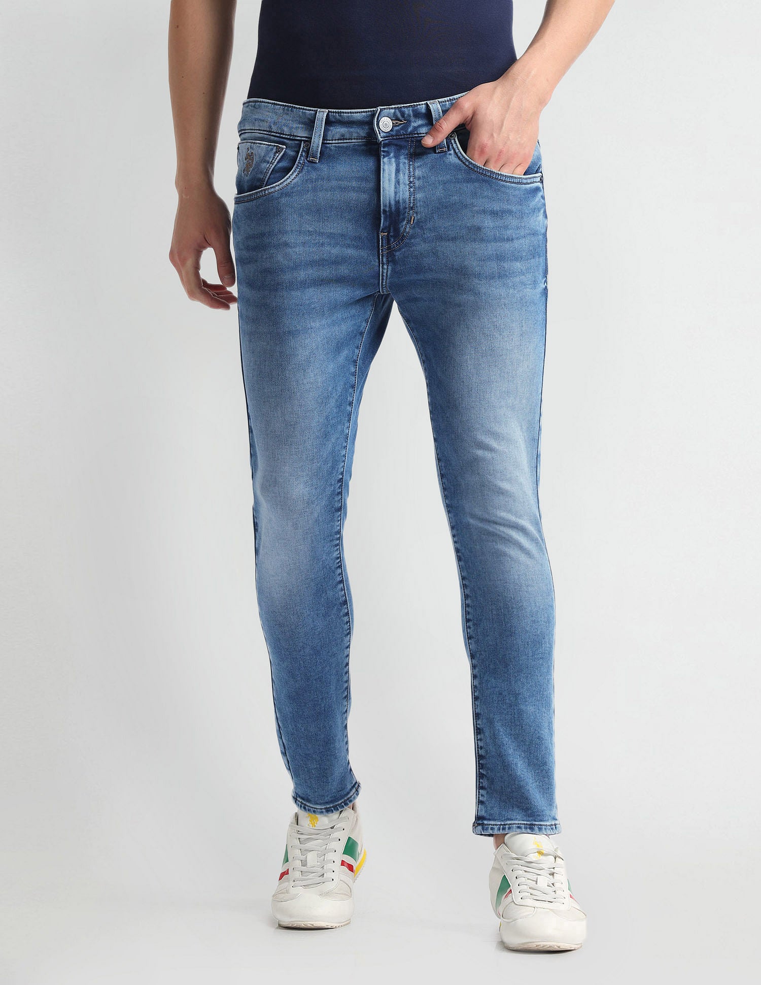 Henry Tapered Cropped Fit Blue Jeans Blue - U.S. Polo Assn. India | Large
