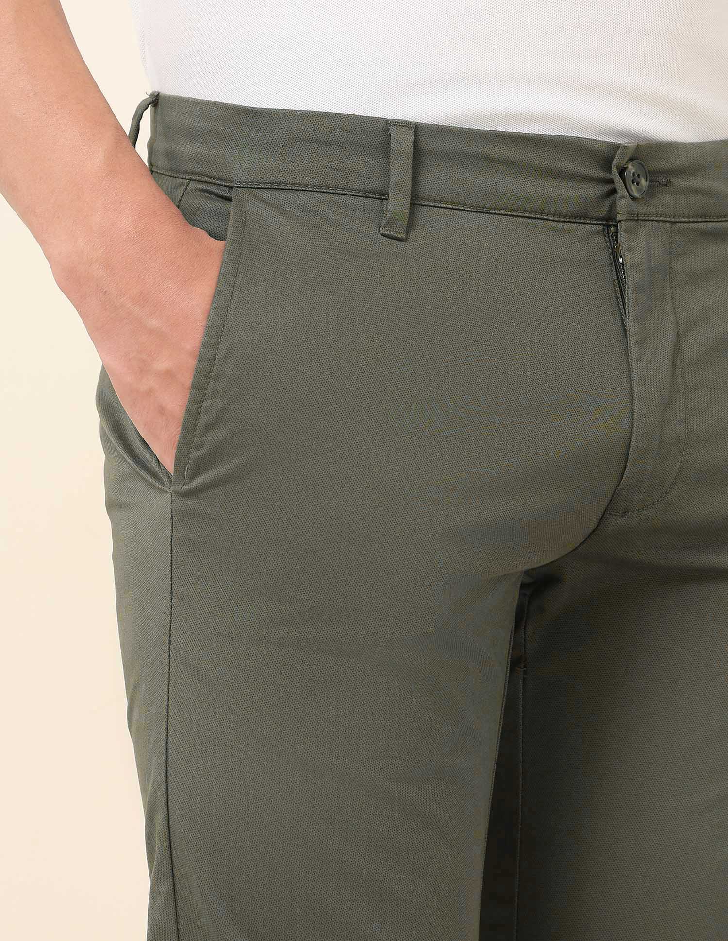 Austin Slim Fit Textured Trousers Olive - U.S. Polo Assn. India | Large