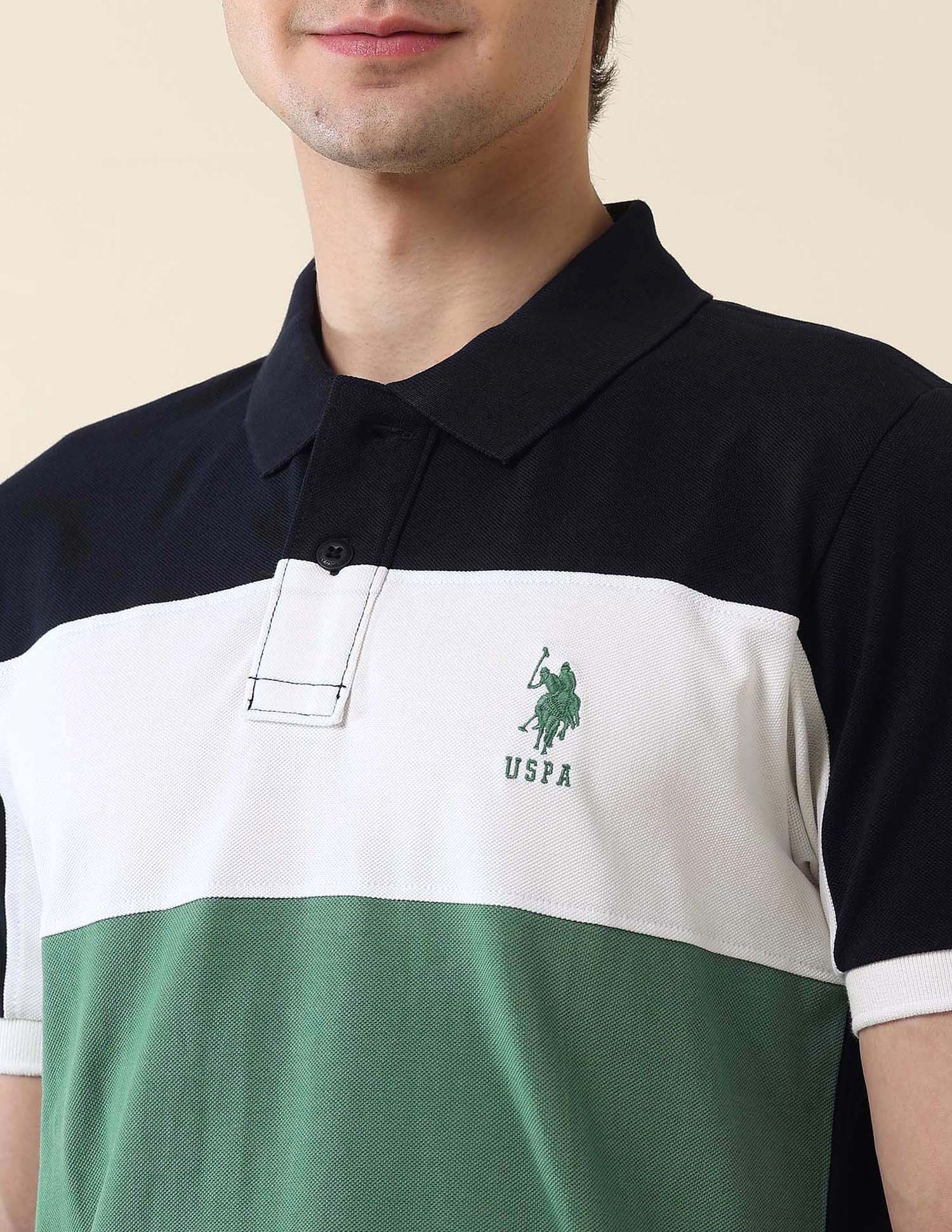 Colourblocked Classic Polo Shirt Green - U.S. Polo Assn. India | Large