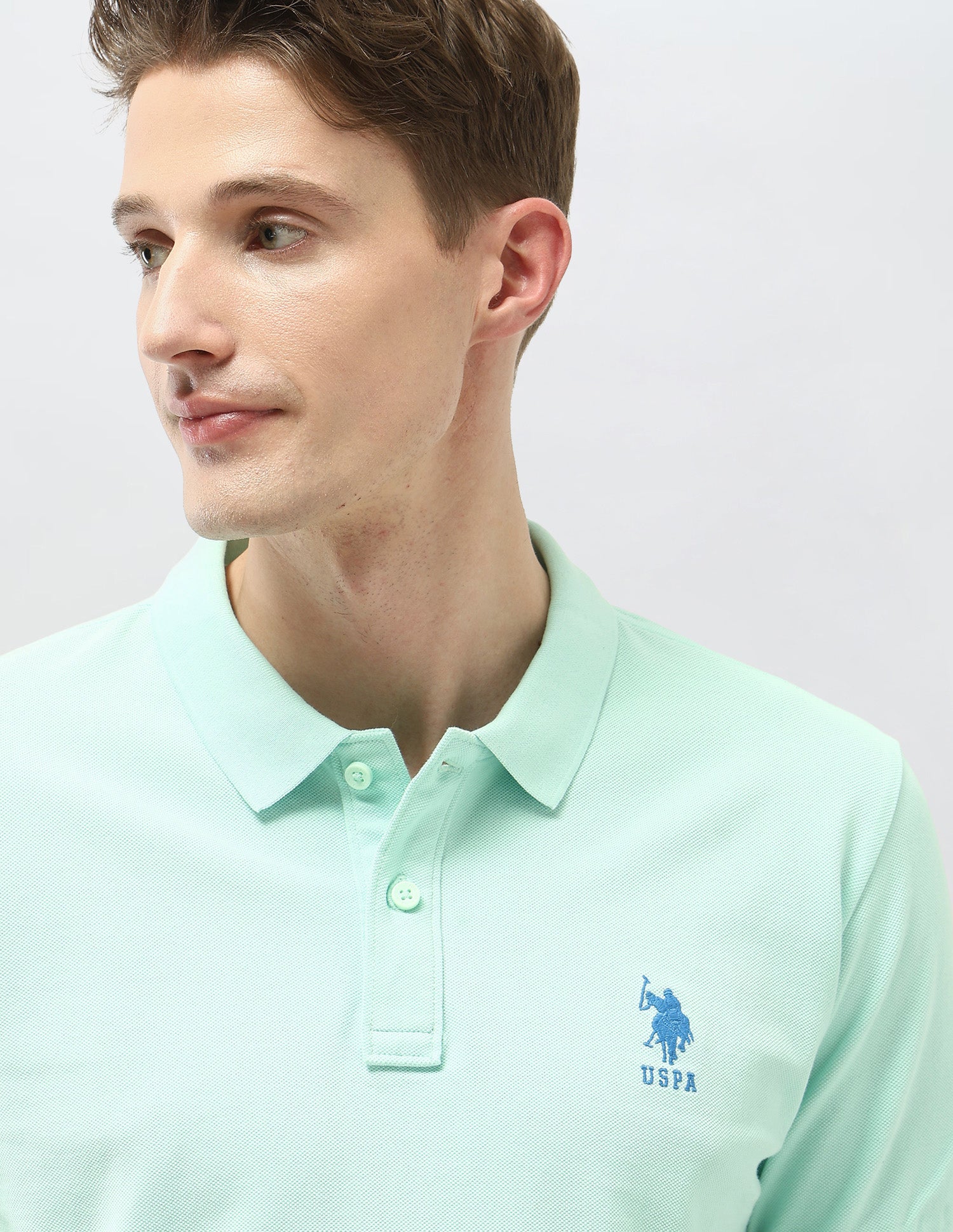 Solid Slim Fit Polo Shirt Aqua - U.S. Polo Assn. India | Large