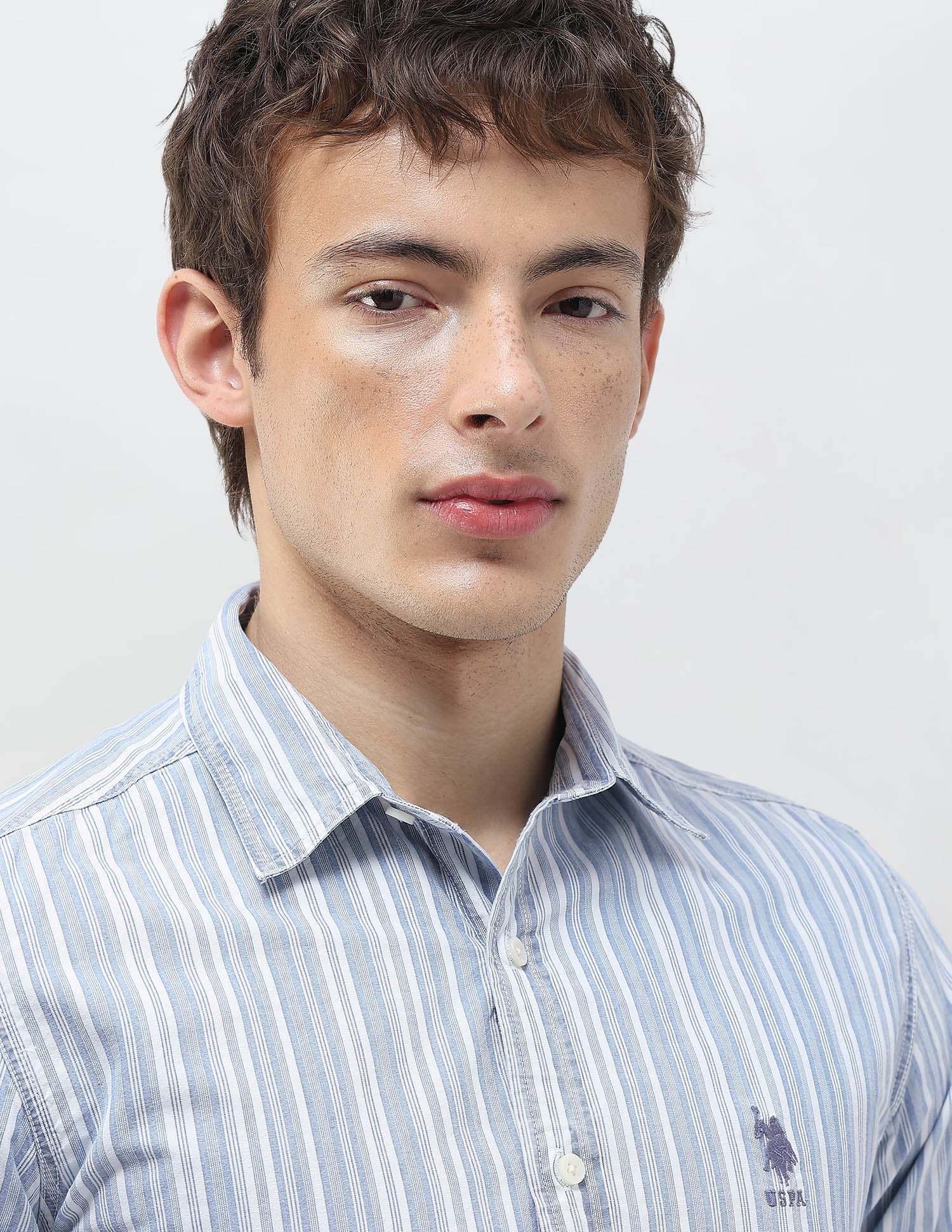 Vertical Striped Regular Fit Shirt Indigo - U.S. Polo Assn. India | Large