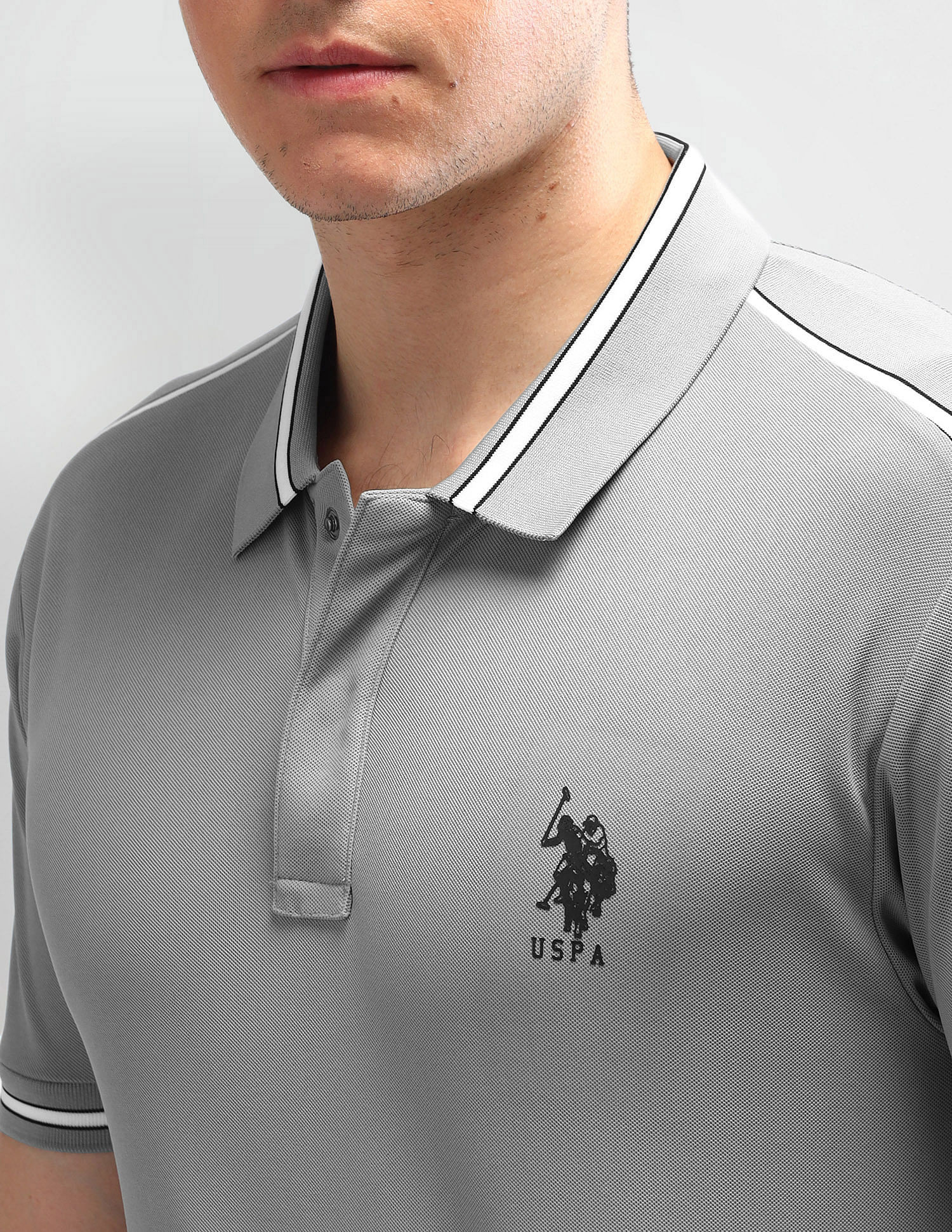 Slim Fit Solid Polo Shirt Dark Grey - U.S. Polo Assn. India | Large