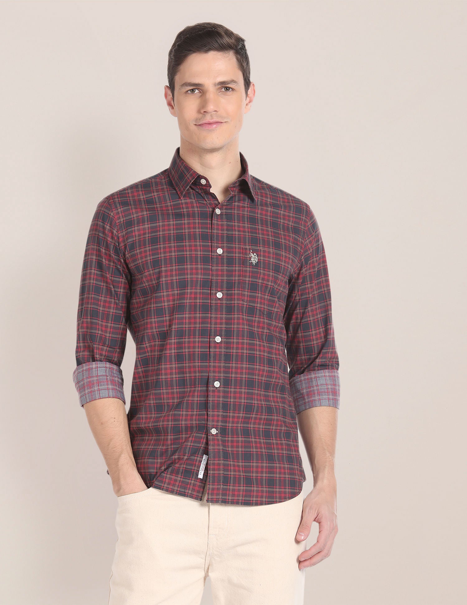 Tartan Check Cotton Shirt Brown - U.S. Polo Assn. India | Large
