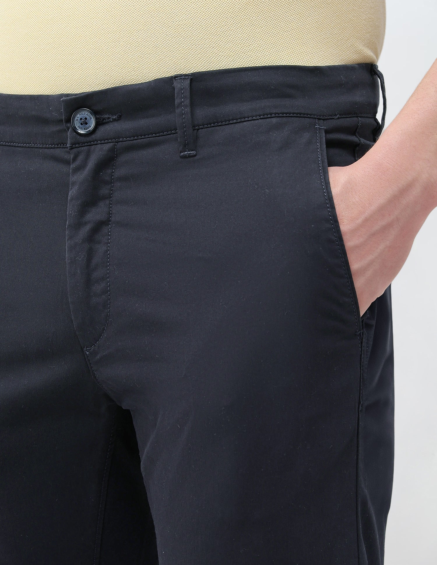 Austin Slim Fit Satin Trousers Navy - U.S. Polo Assn. India | Large