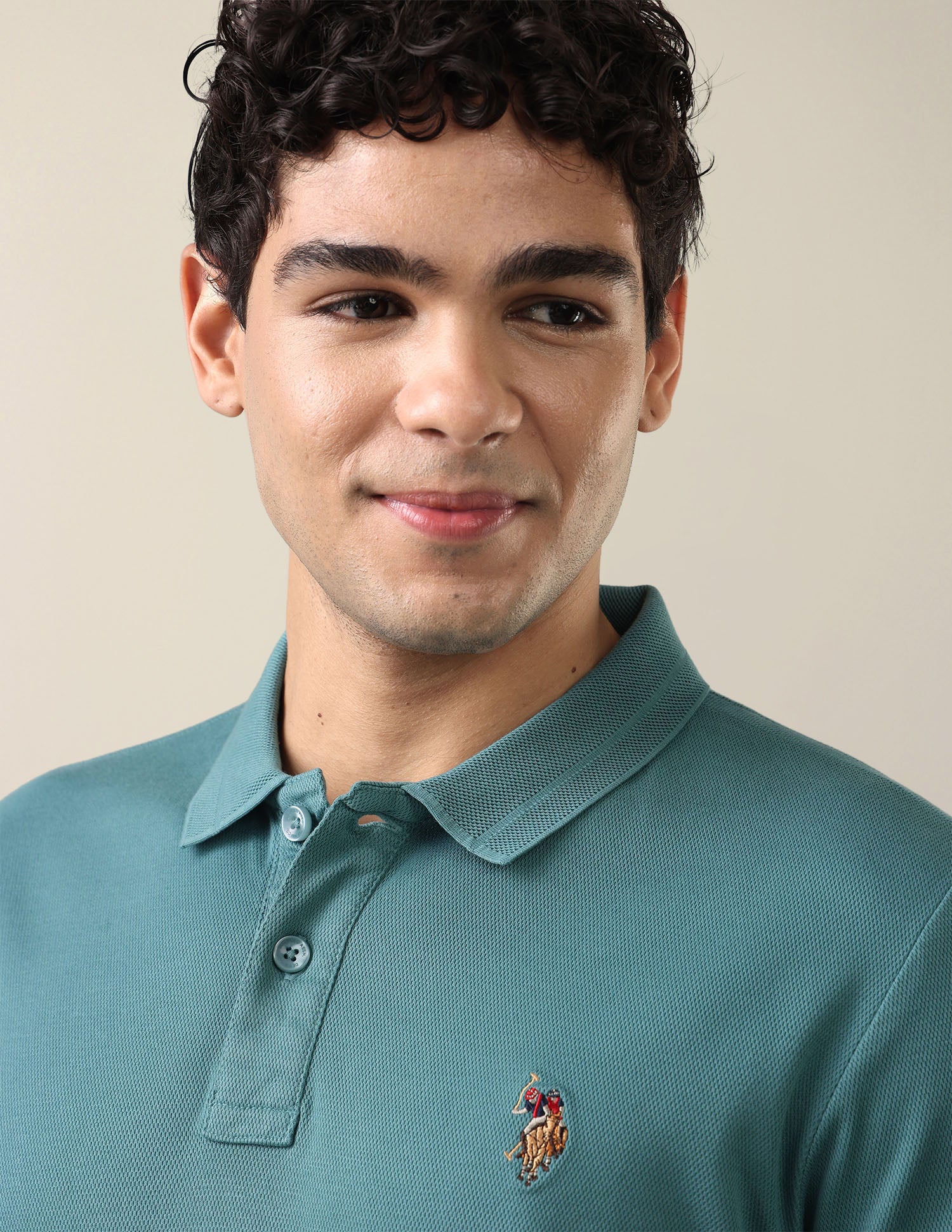 Vertical Striped Slim Fit Polo Shirt Aqua - U.S. Polo Assn. India | Large