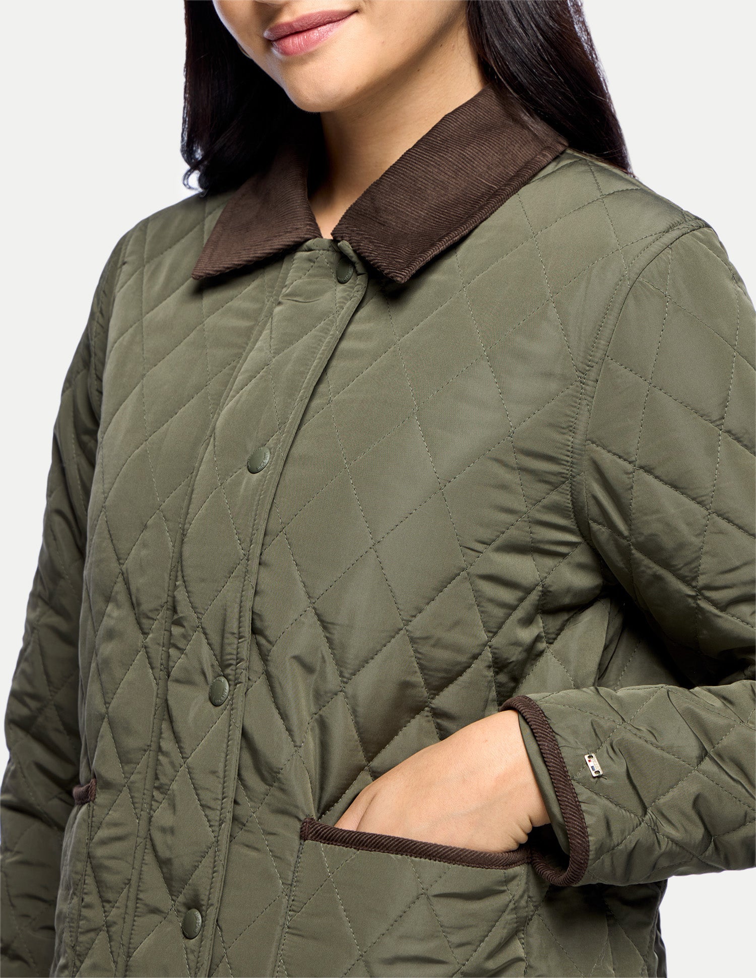Contrast Corduroy Puffer Jacket Olive - U.S. Polo Assn. India | Large