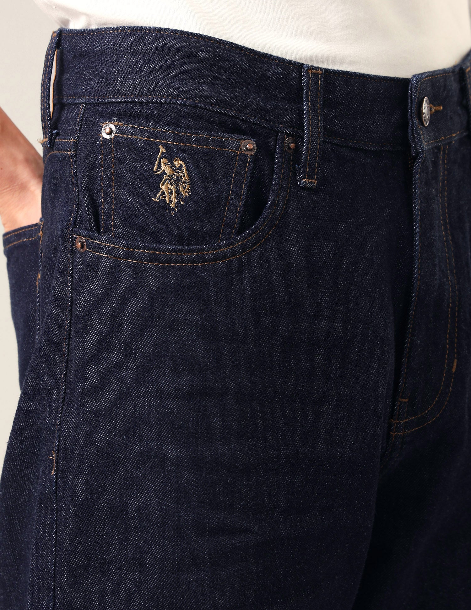 Logan Loose Straight Fit Rinsed Jeans Rinse Blue - U.S. Polo Assn. India | Large