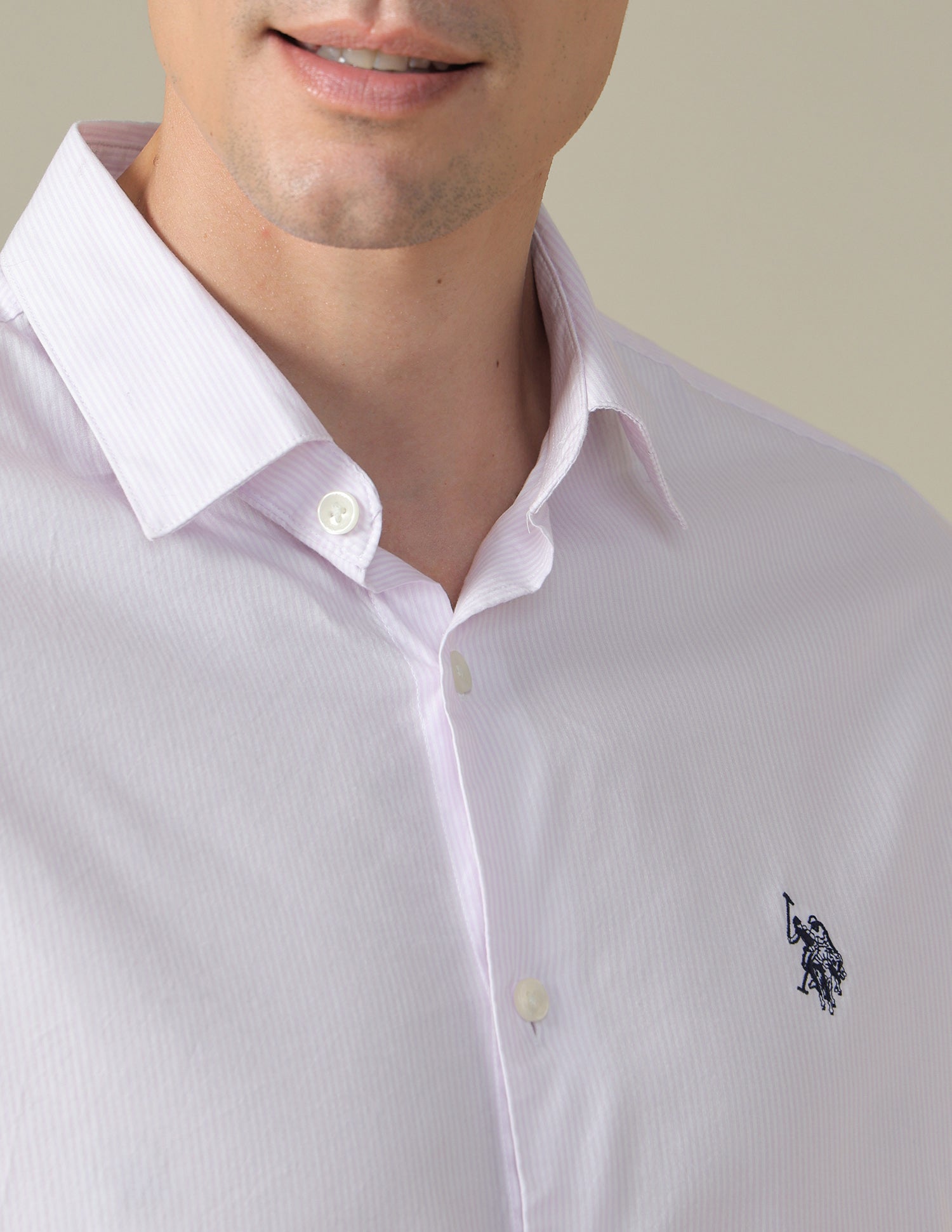Vertical Striped Tailored Fit Shirt Lavender - U.S. Polo Assn. India | Large
