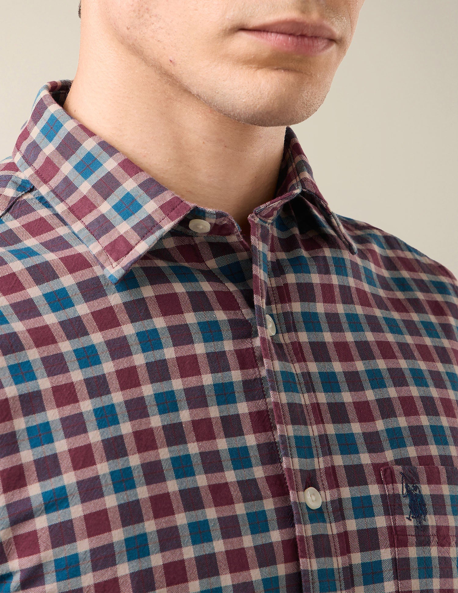 Twill Tailored Fit Shirt Teal - U.S. Polo Assn. India | Large