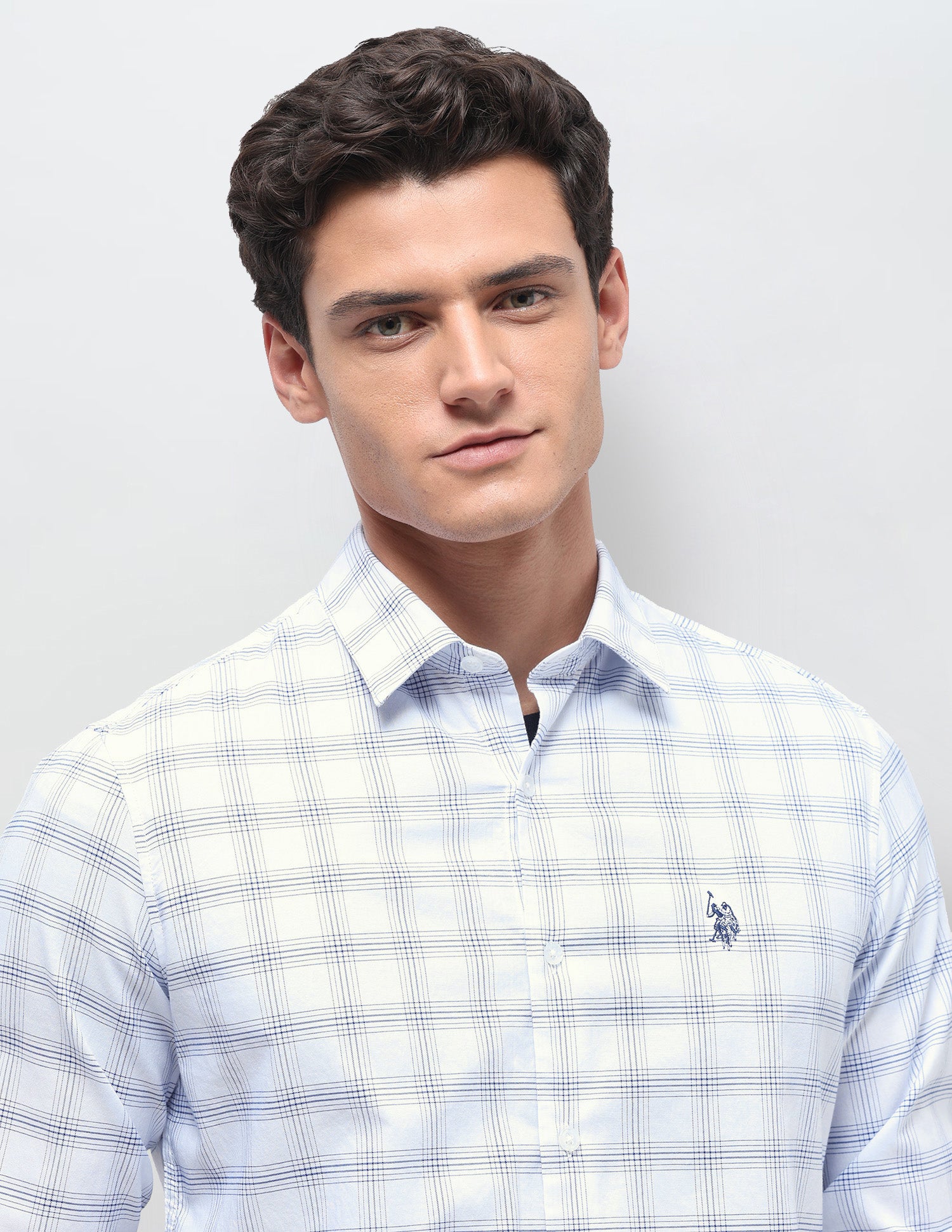 Dobby Regular Fit Shirt Blue - U.S. Polo Assn. India | Large