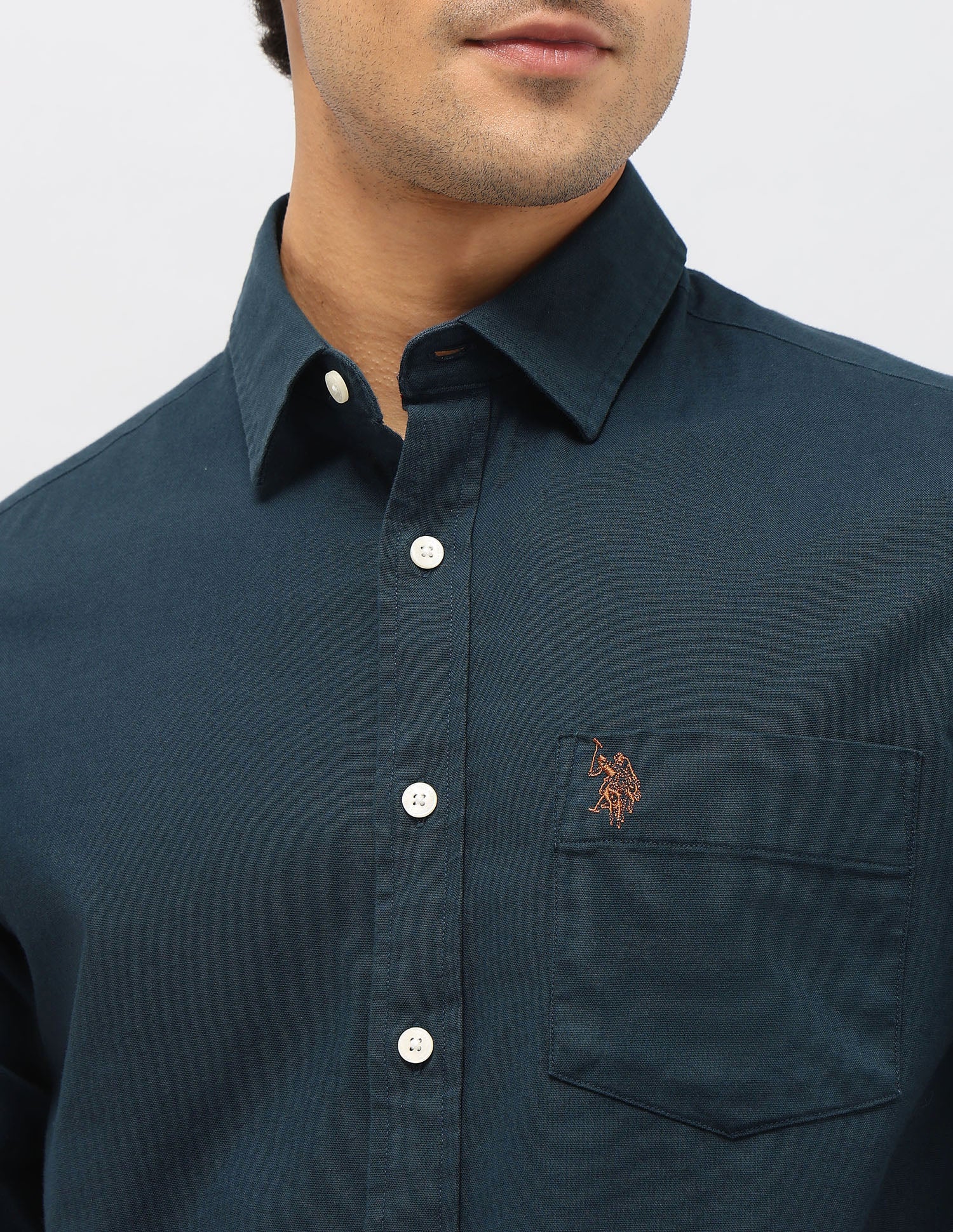 Tailored Fit Oxford Shirt Teal - U.S. Polo Assn. India | Large