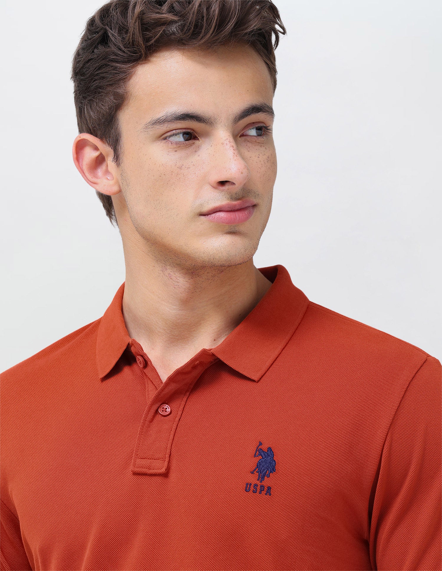 Solid Slim Fit Polo Shirt Dark Orange - U.S. Polo Assn. India | Large