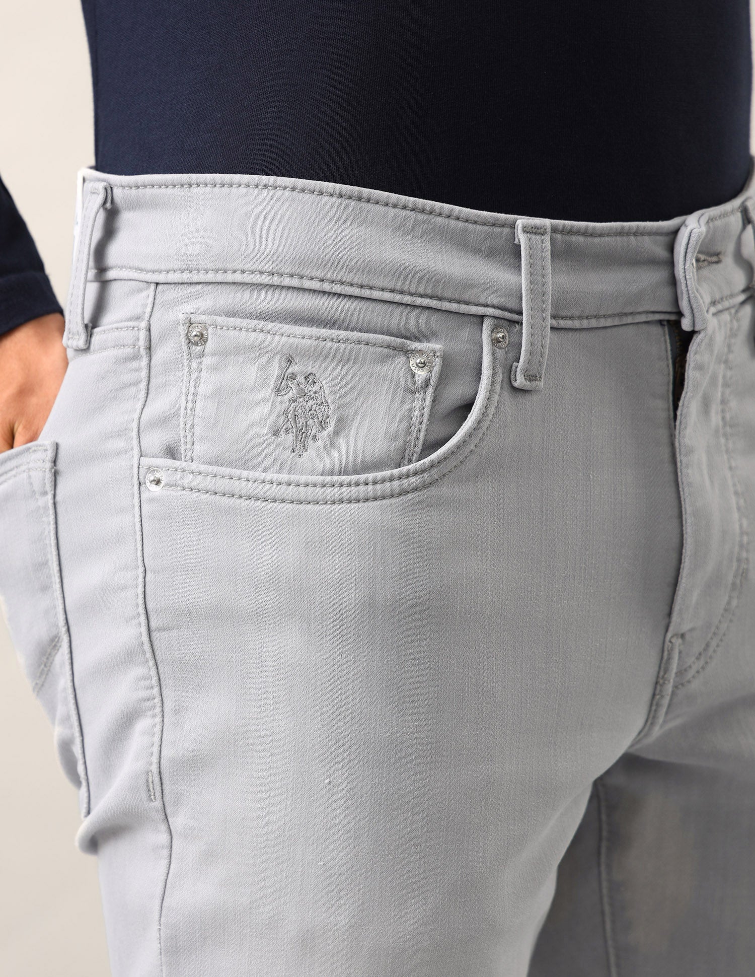 Brandon Slim-Tapered Fit Grey Jeans Washed Grey - U.S. Polo Assn. India | Large